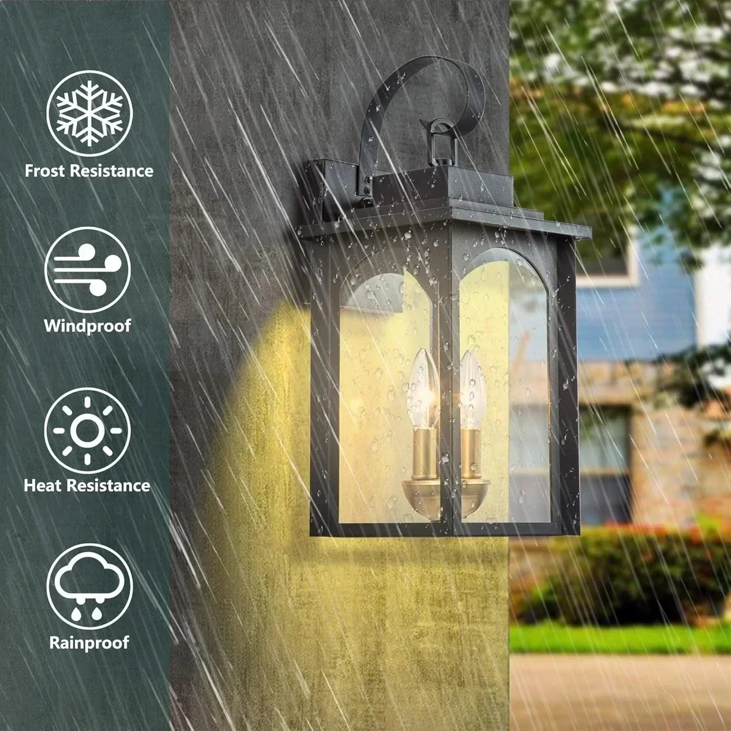 Black Outdoor Wall Lights with Gold Candelabra - FTL Outdoor Wall Lighting LED Light Bulbs