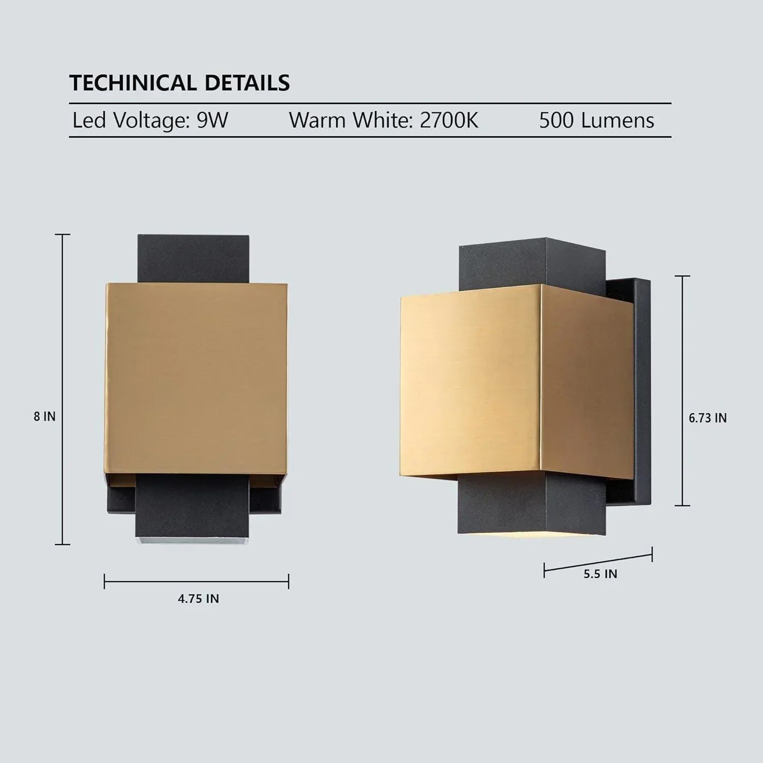 8" Modern Outdoor Wall Lights - FTL Outdoor Wall Lighting LED Light Bulbs