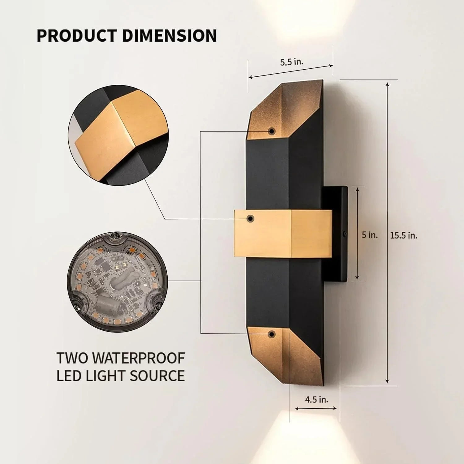 Led Black Gold Outdoor Wall Lights - FTL Outdoor Wall Lighting LED Light Bulbs