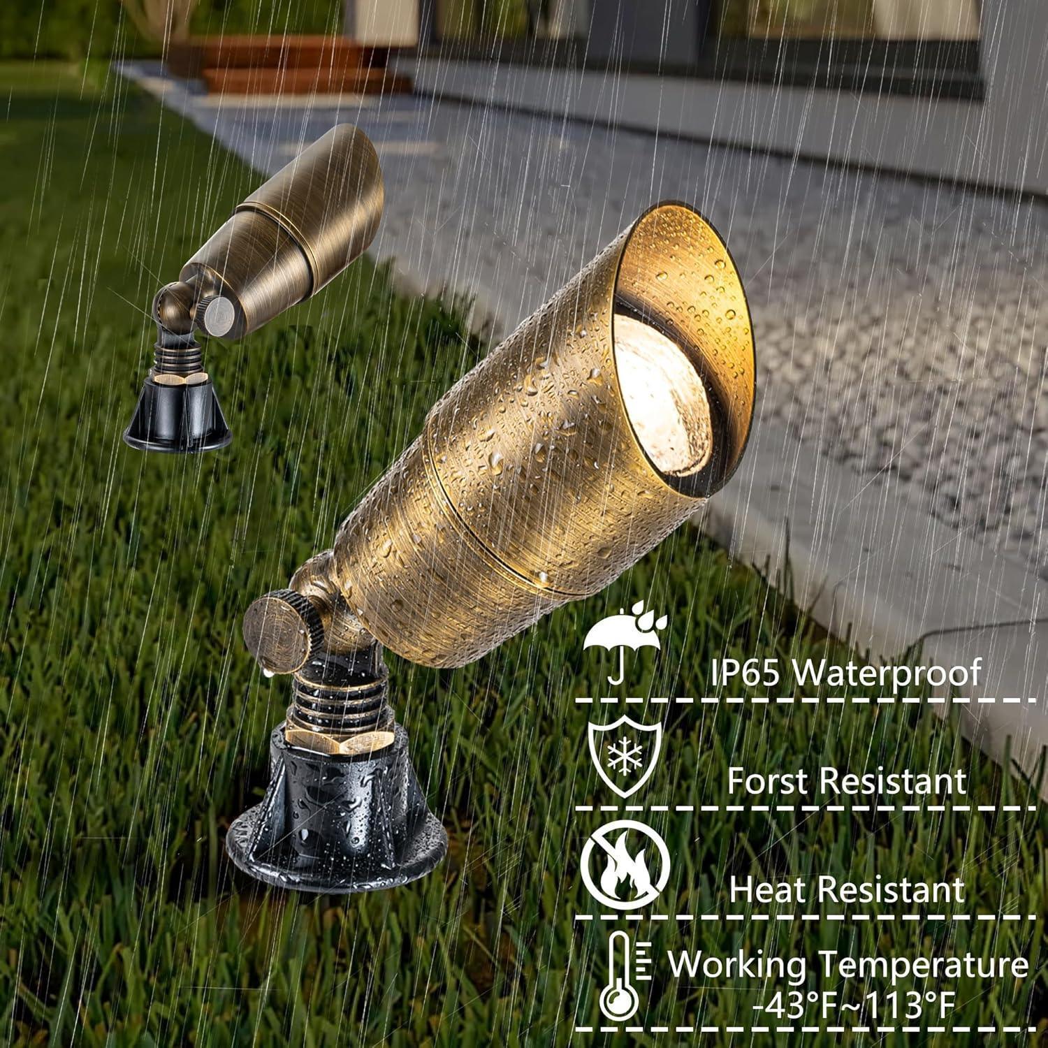 Brass Landscape Spotlight LED with 3000K Warm White - FTL Outdoor Wall Lighting LED Light Bulbs