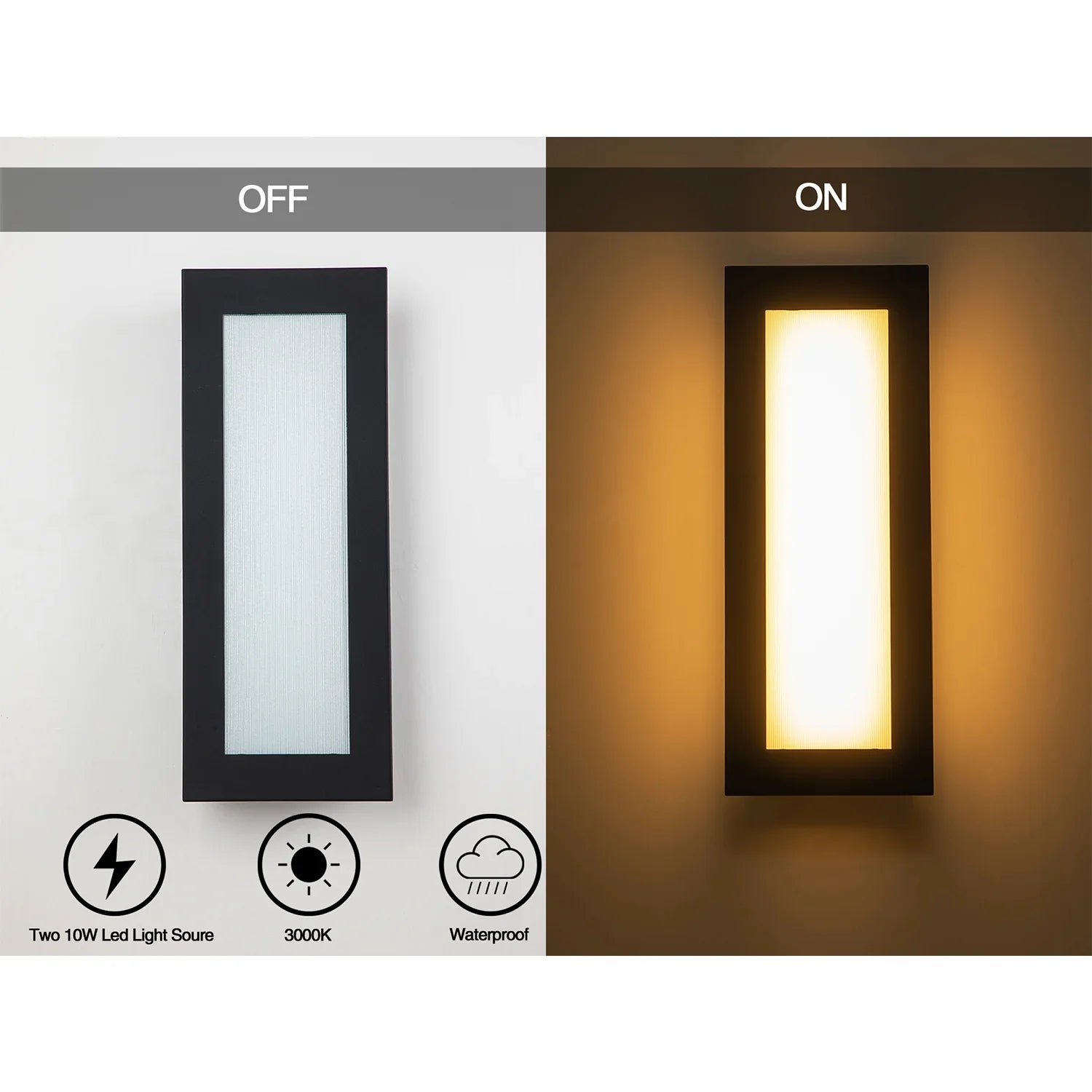 LED Black Outdoor Wall Lights Modern with Ribbed Glass - FTL Outdoor Wall Lighting LED Light Bulbs