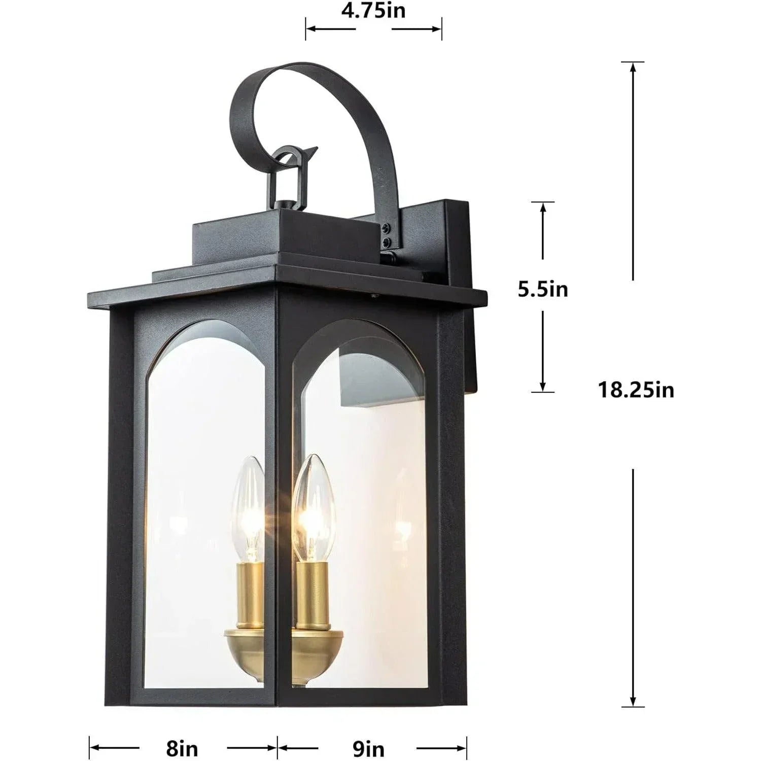 Black Outdoor Wall Lights with Gold Candelabra - FTL Outdoor Wall Lighting LED Light Bulbs
