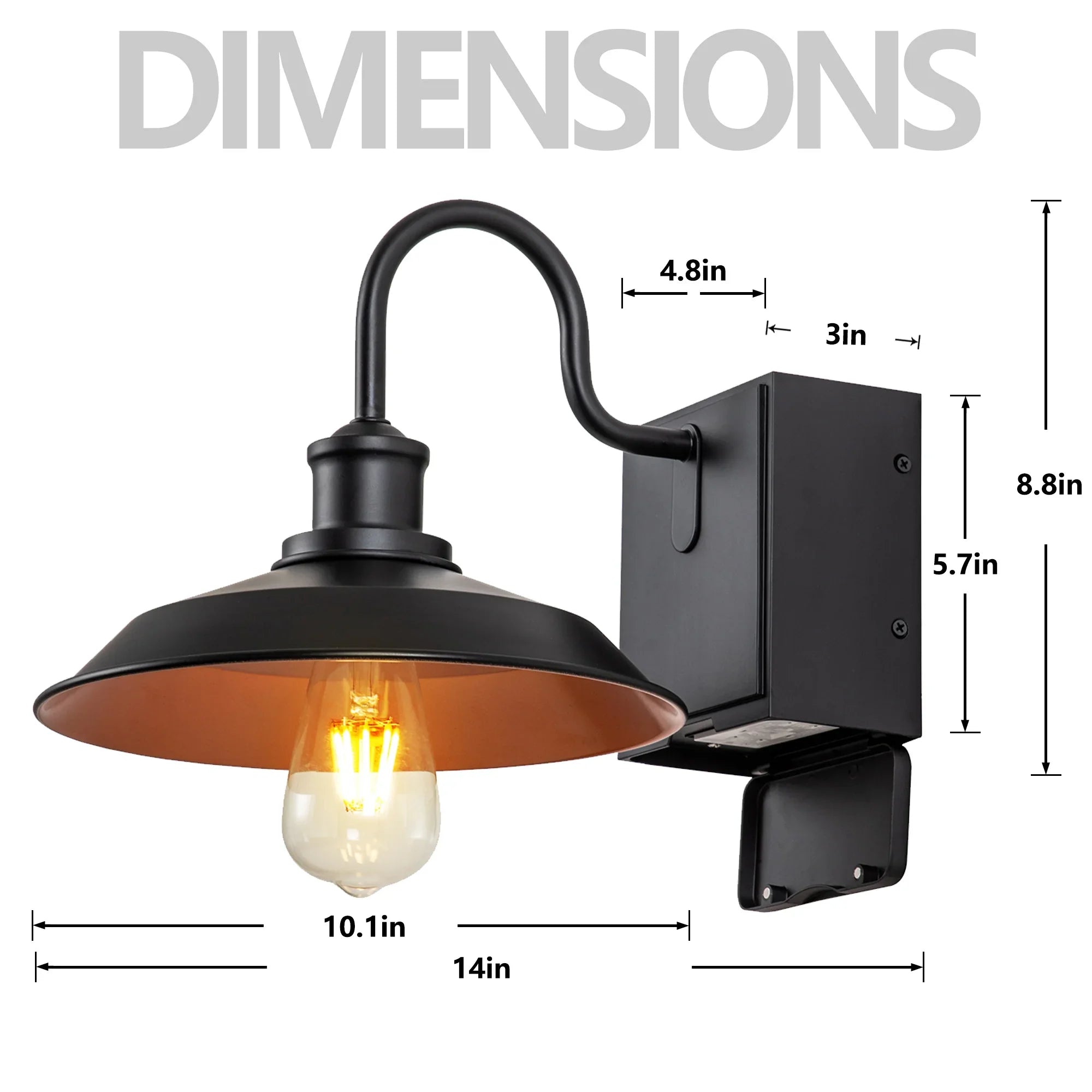 Black Outdoor Wall Lights with GFCI Outlet