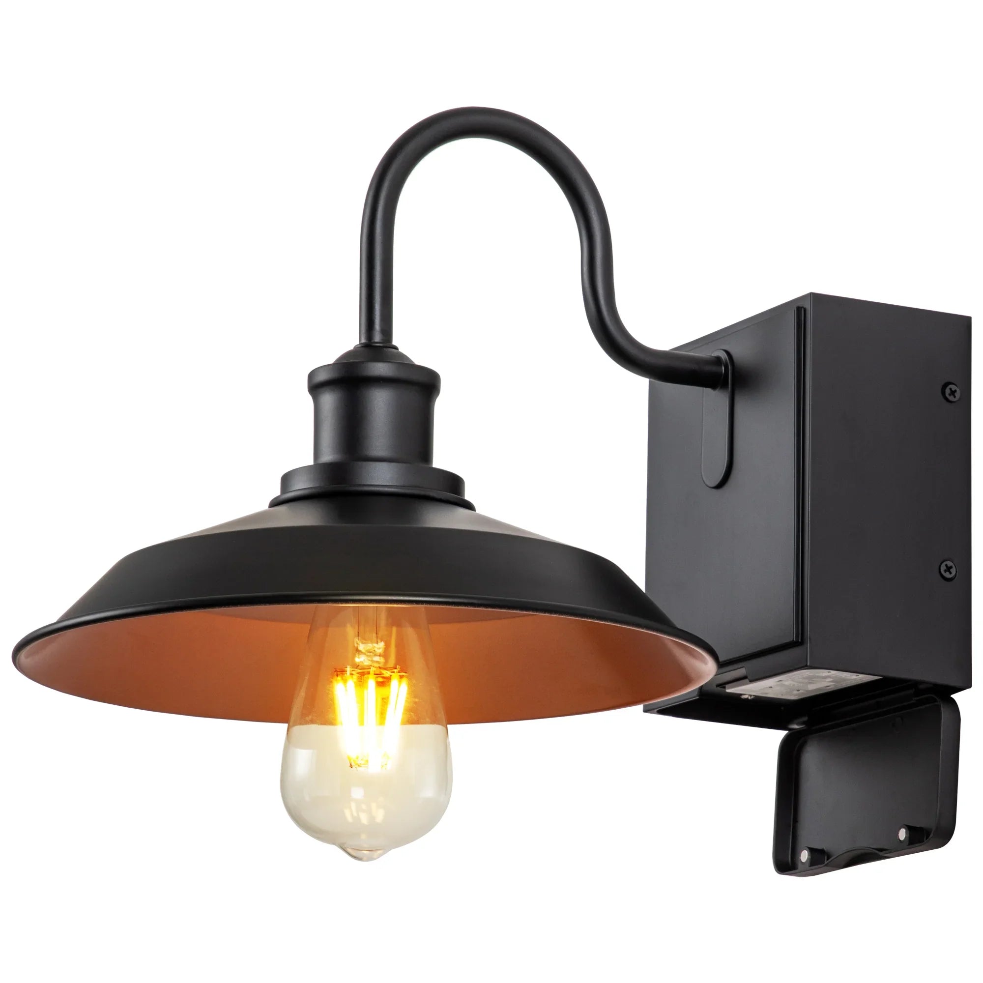 Black Outdoor Wall Lights with GFCI Outlet