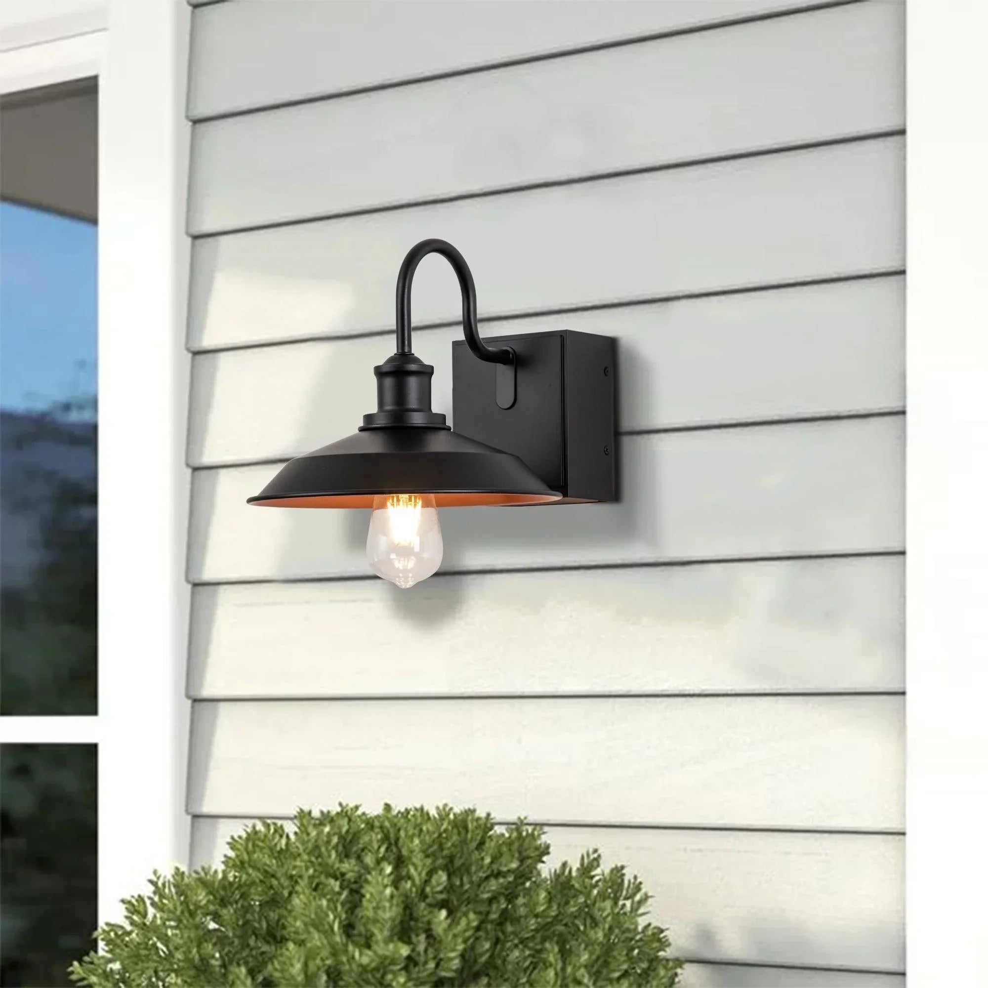 Black Outdoor Wall Lights with GFCI Outlet