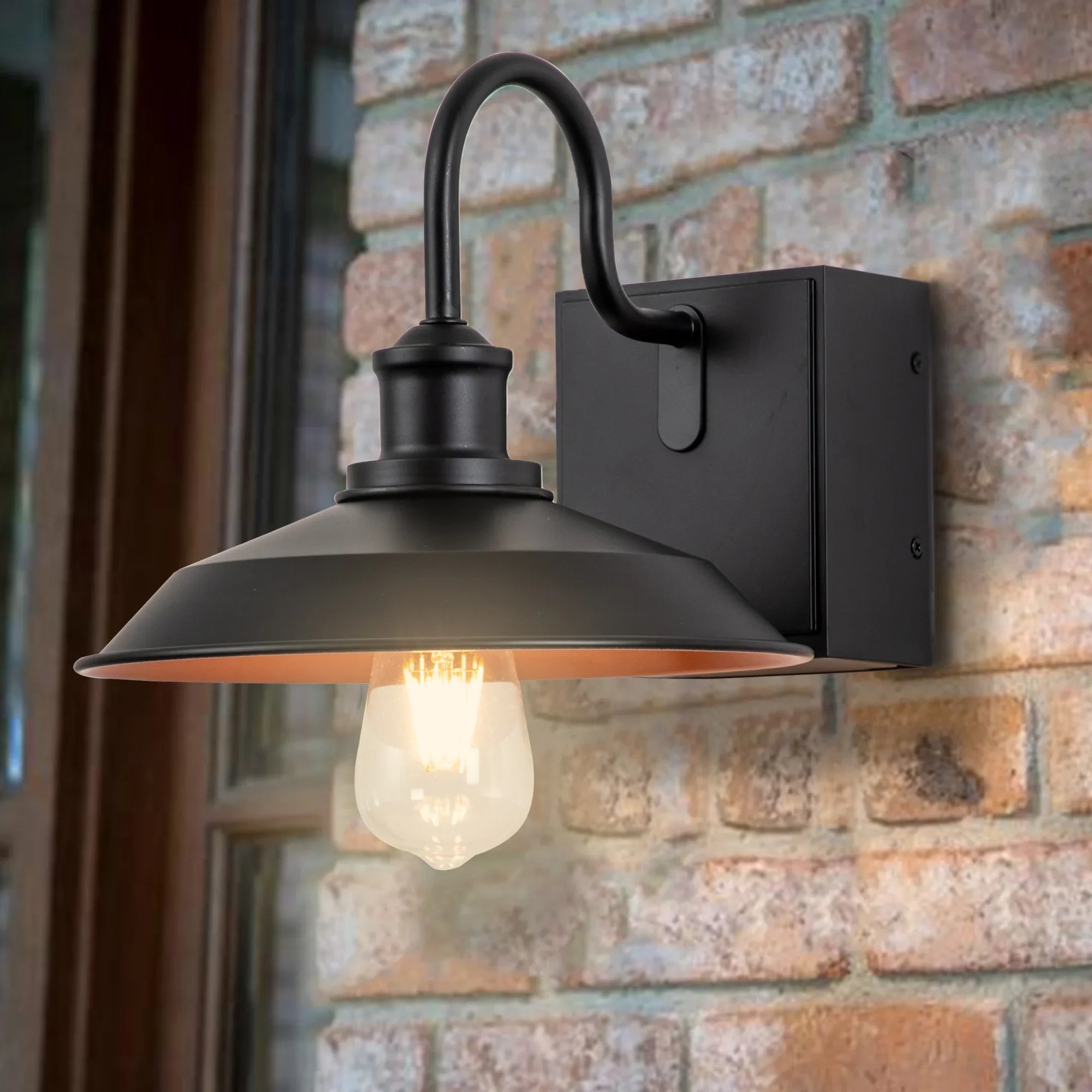 Black Outdoor Wall Lights with GFCI Outlet