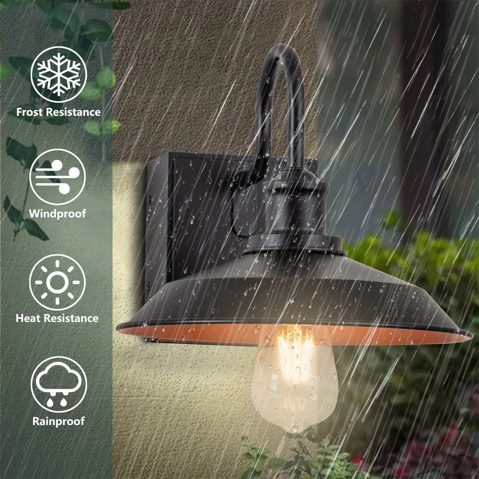 Black Outdoor Wall Lights with GFCI Outlet