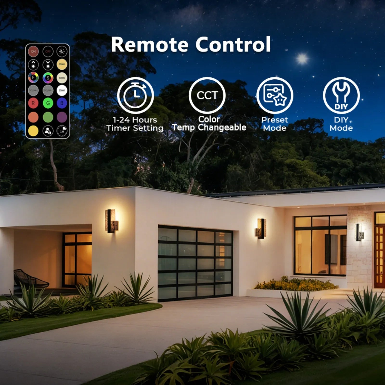 11.73“ RGB Outdoor Wall Lights Set of 2