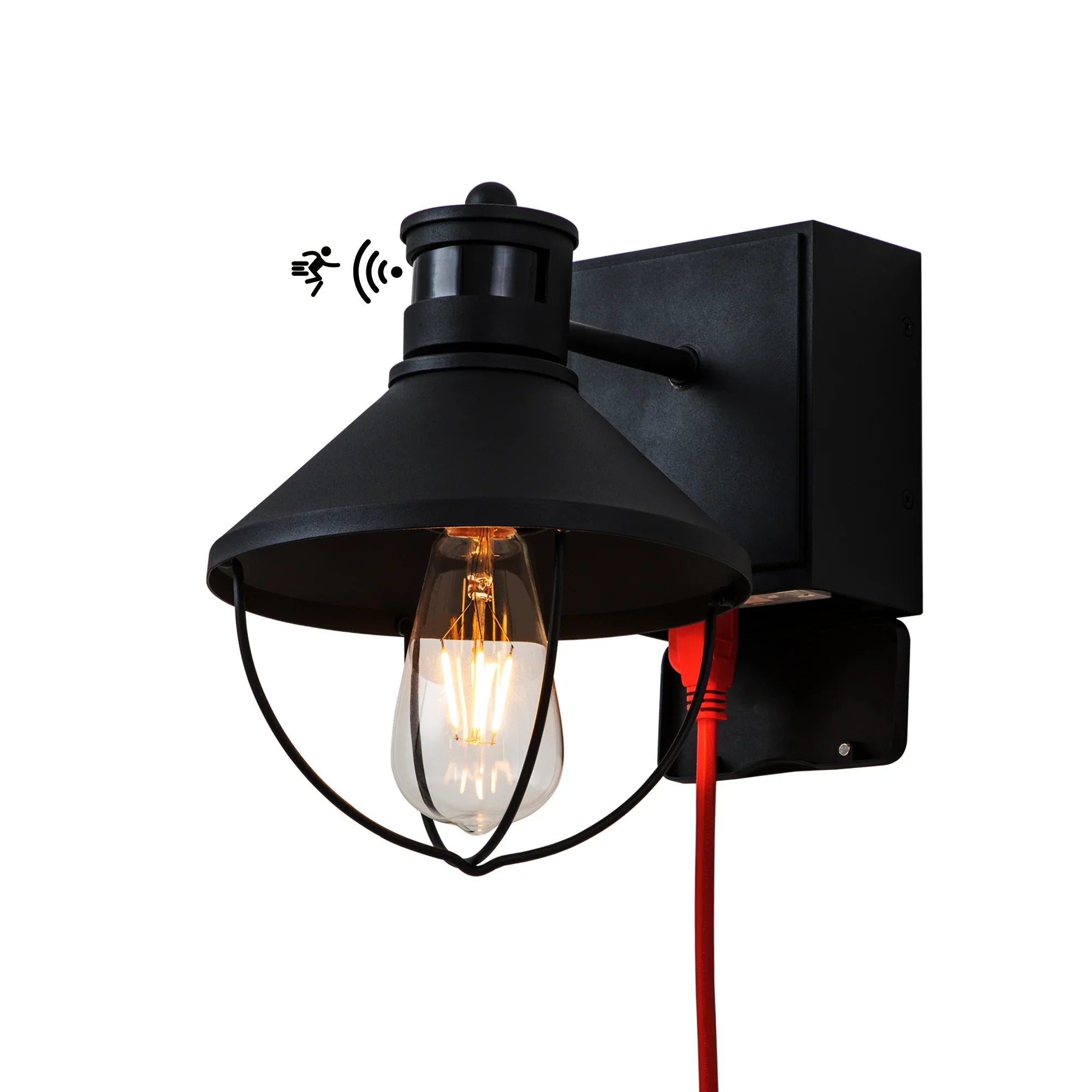Motion Sensor Dusk to Dawn Outdoor Wall lights with GFCI Outlet - FTL Outdoor Wall Lighting LED Light Bulbs