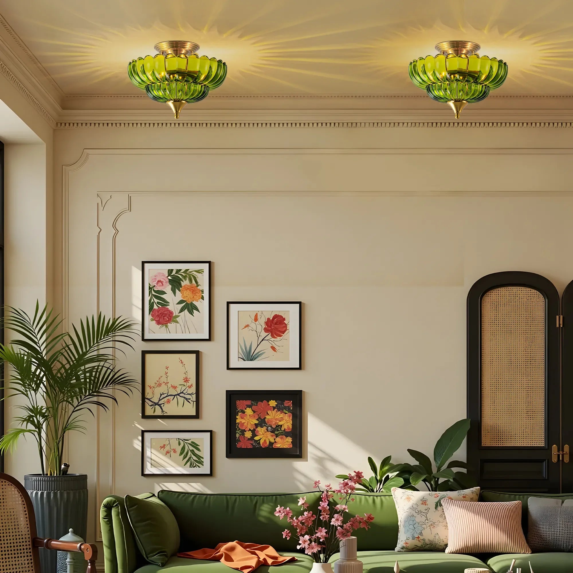 FTL 12“ Wide Gold Semi Flush Mount Ceiling Light