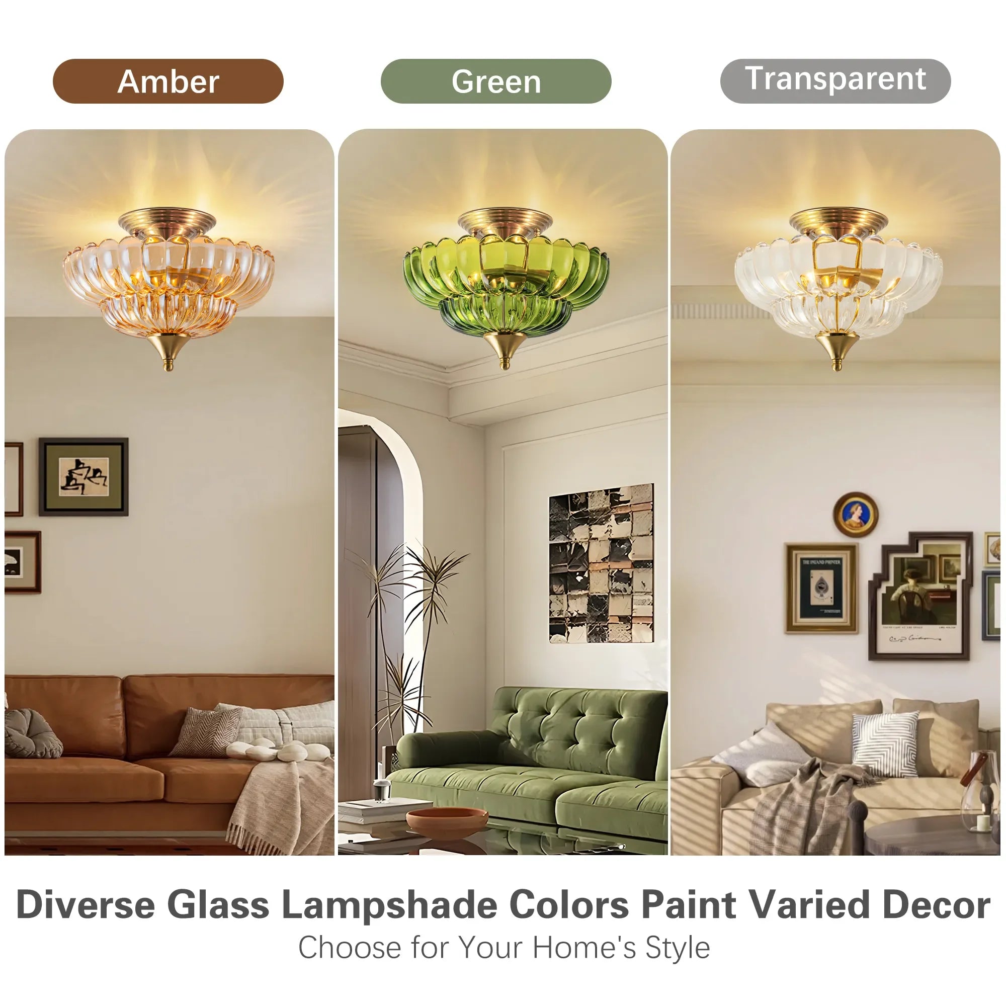 FTL 12“ Wide Gold Semi Flush Mount Ceiling Light