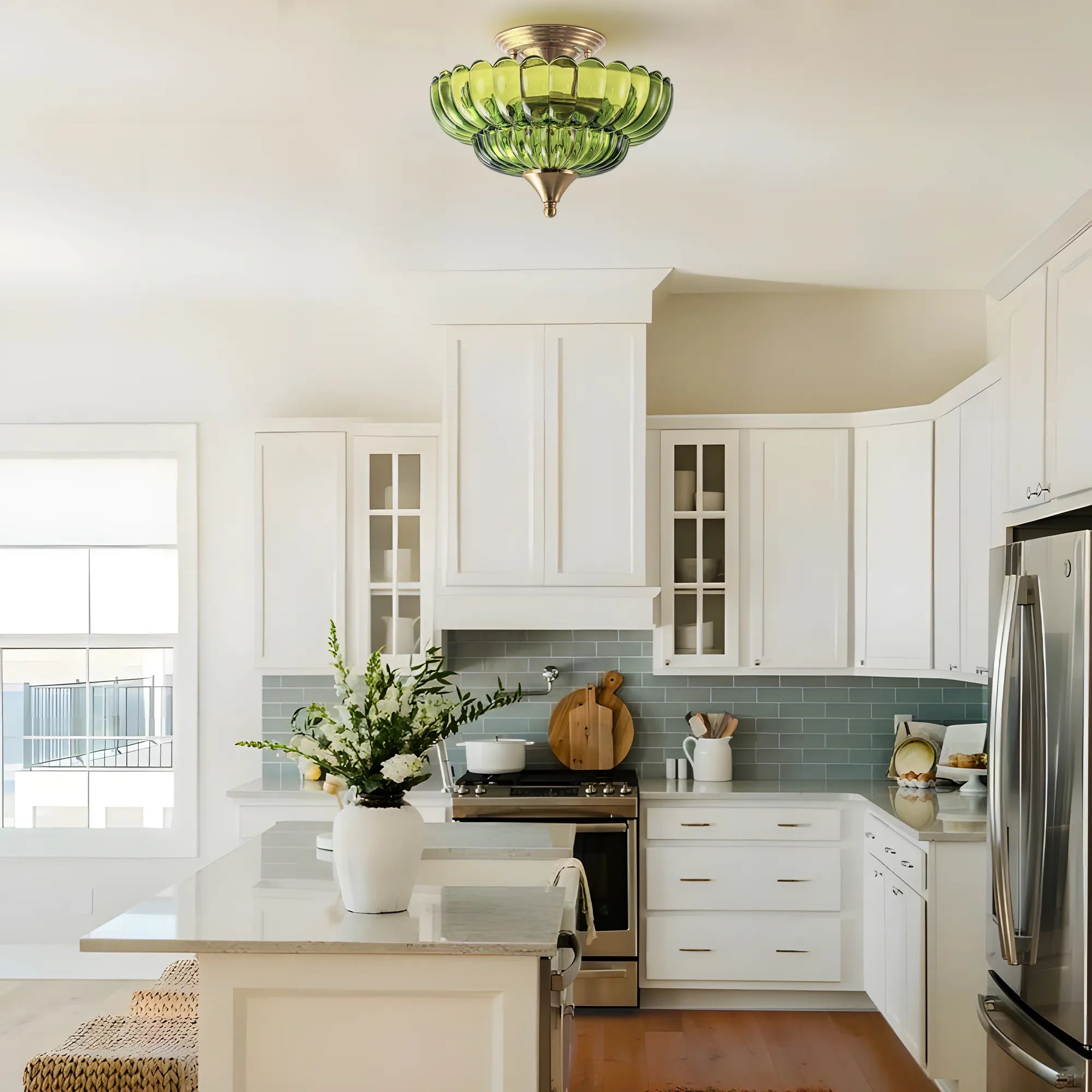 FTL 12“ Wide Gold Semi Flush Mount Ceiling Light