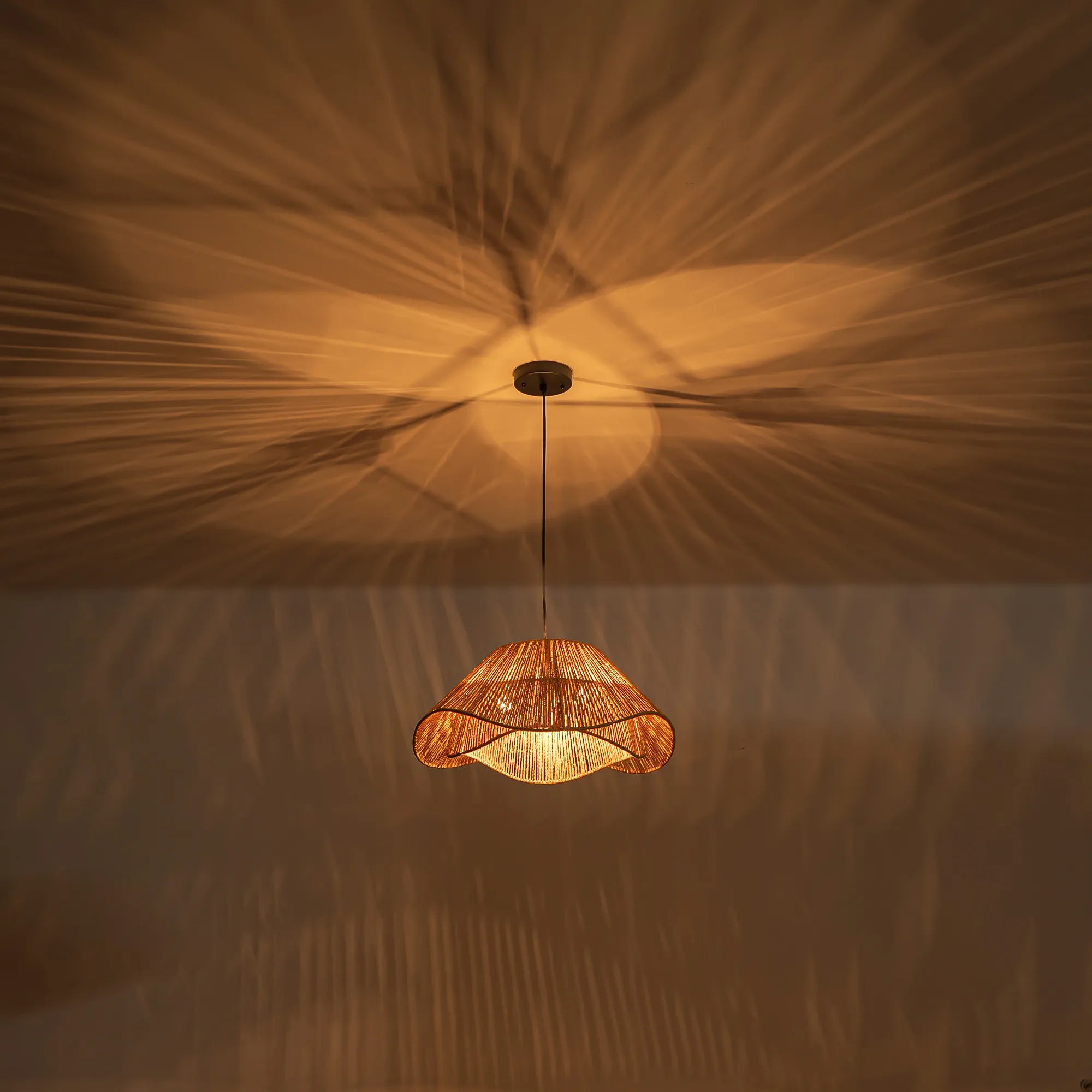 FTL 19.7โ Rattan Pendant Light Fixture Boho Farmhouse Chandelier