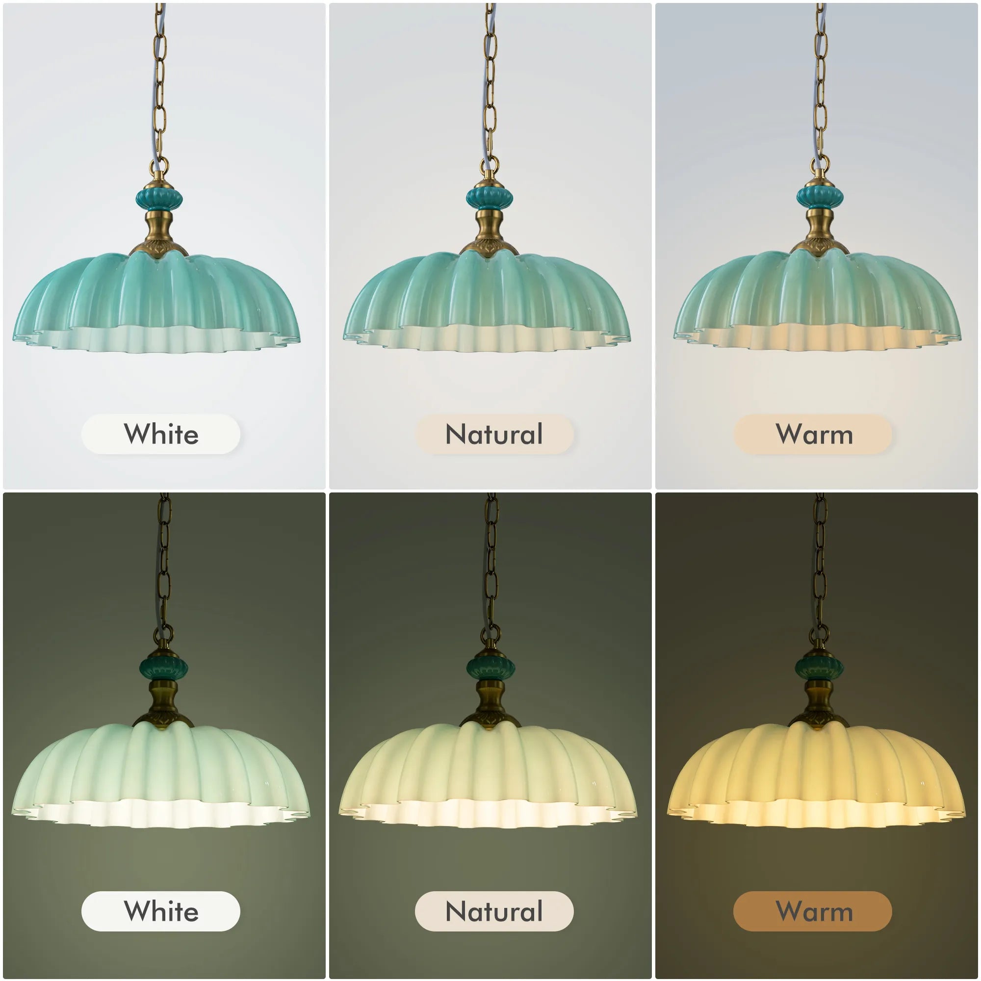 FTL 13.8" Wide Vintage Flower Green Milk Glass Pendant Lights