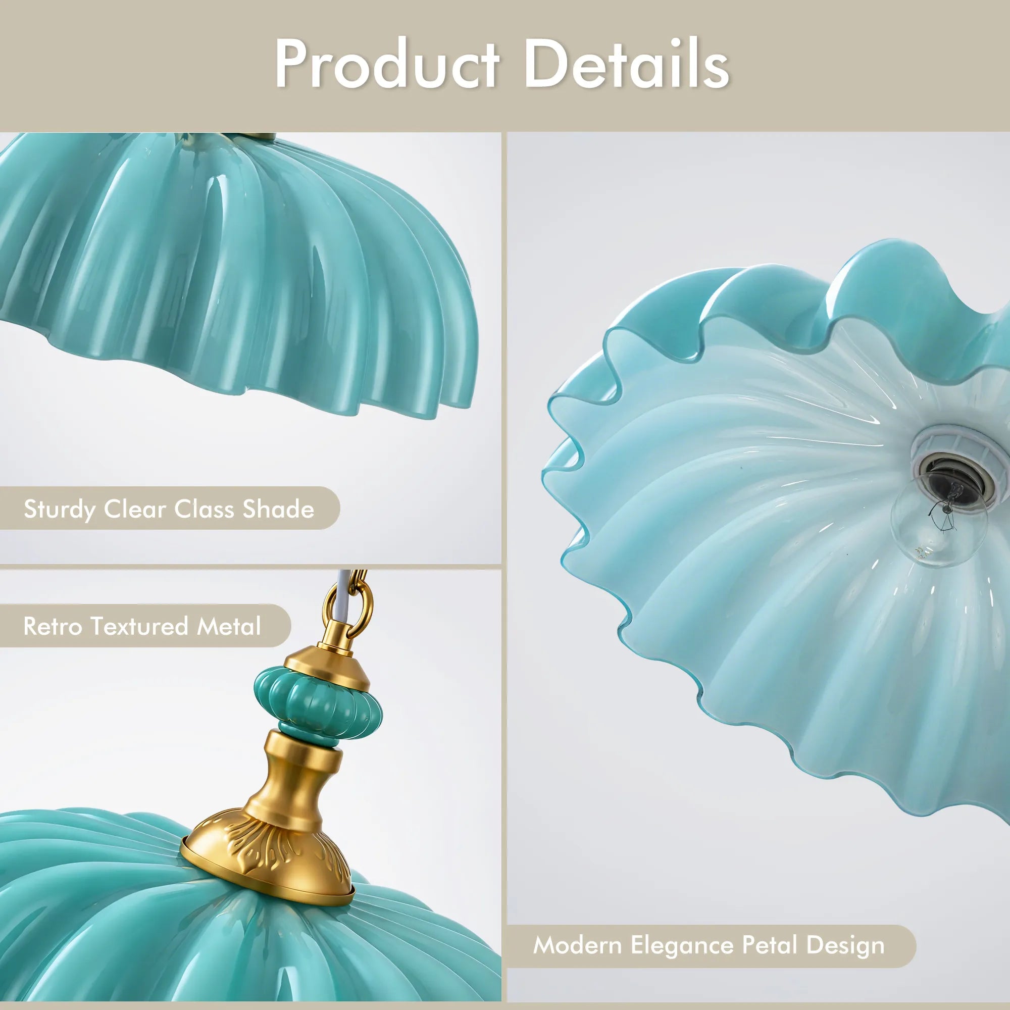 FTL 13.8" Wide Vintage Flower Green Milk Glass Pendant Lights