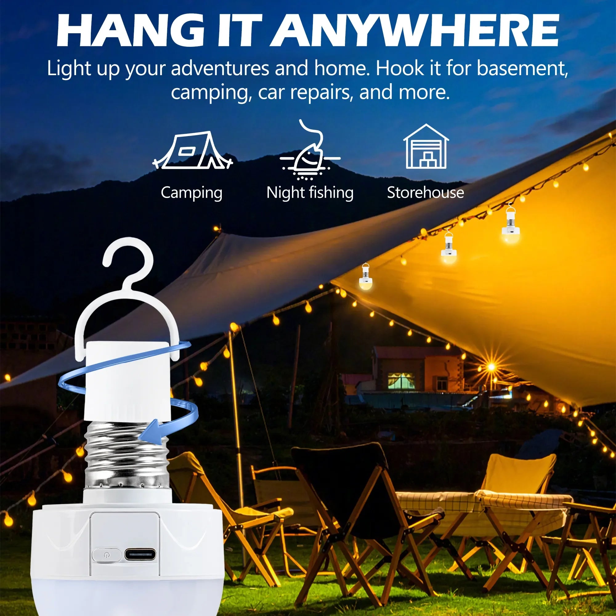 3.43" Rechargeable Color Changing Light Bulb 2-Pack