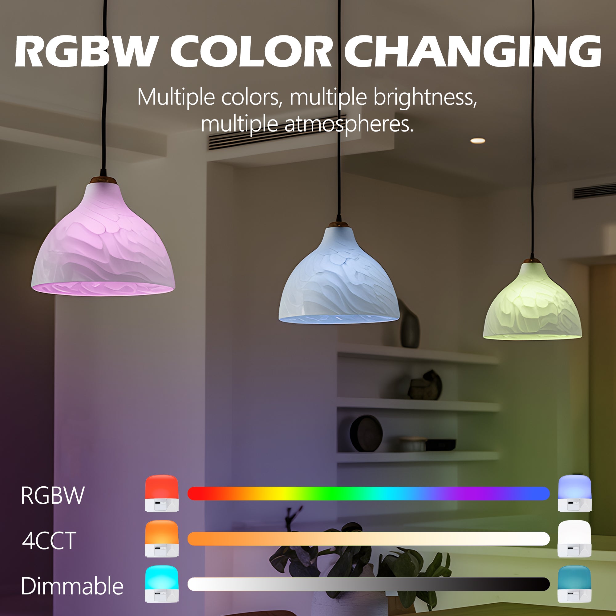 3.43" Rechargeable Color Changing Light Bulb 2-Pack