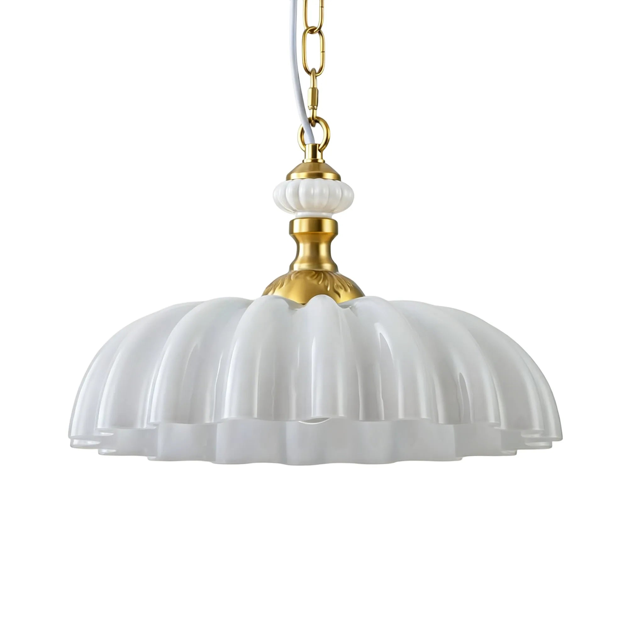 FTL 13.8" Wide Vintage Flower Green Milk Glass Pendant Lights