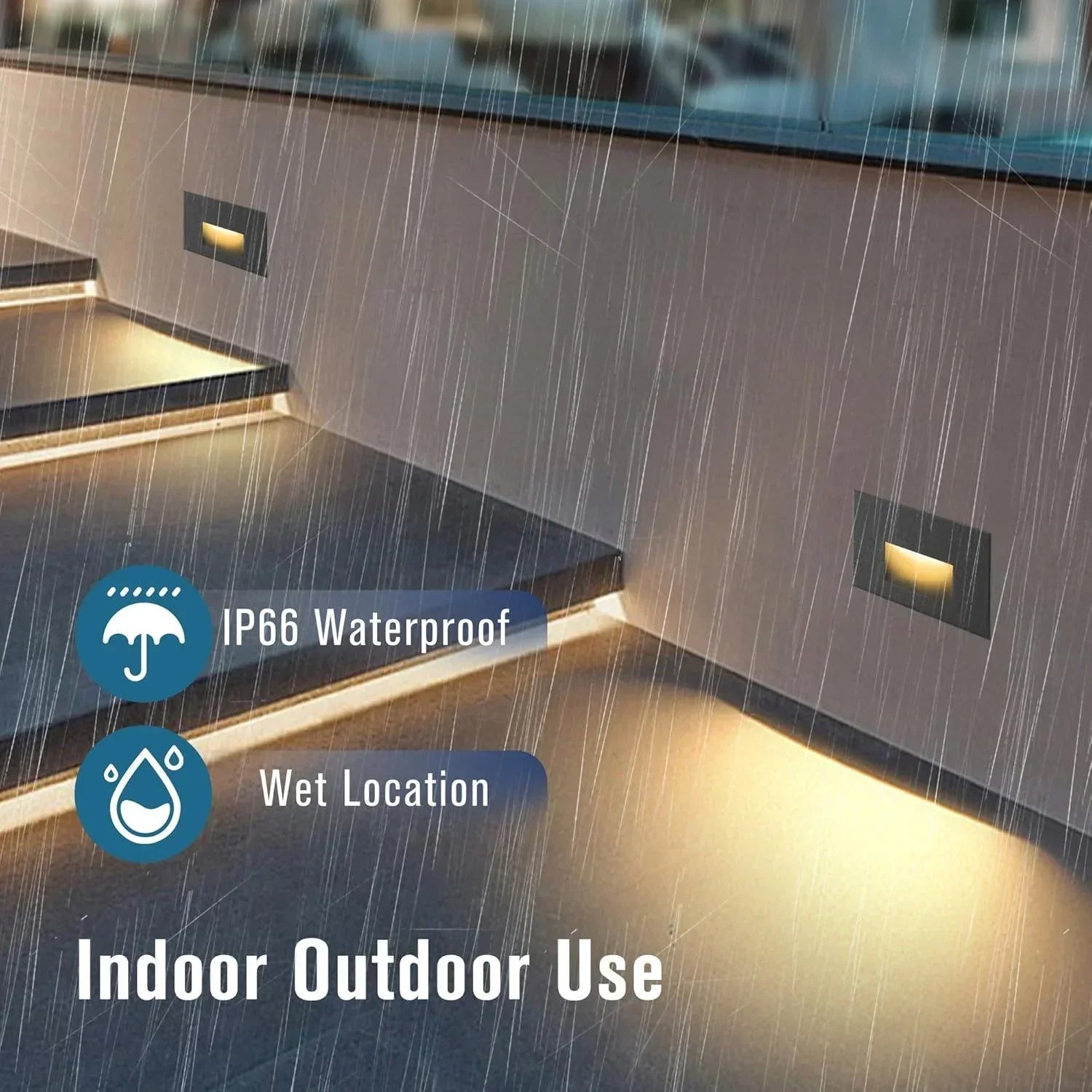 LED Step Lights 3000K Horizontal Set of 3