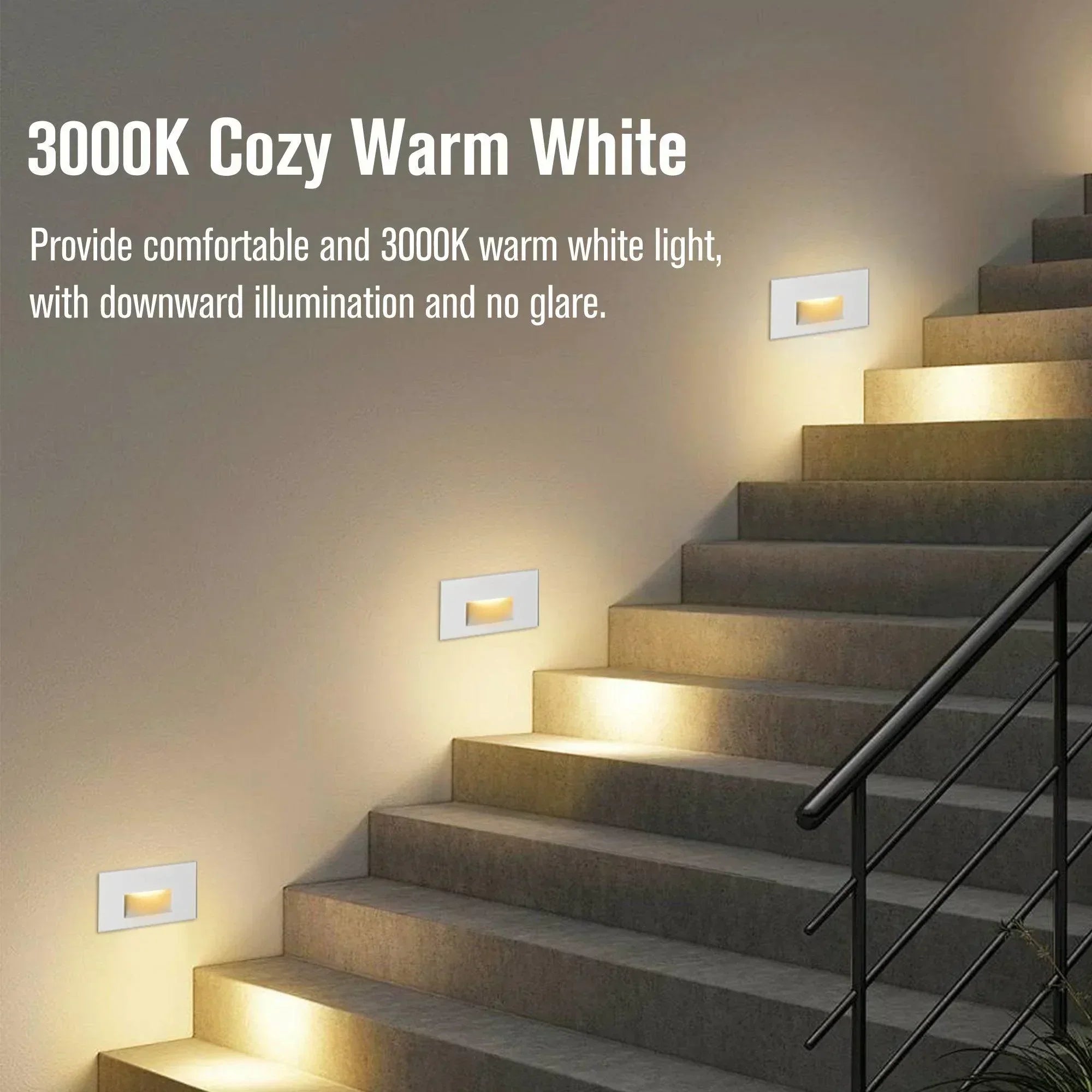 LED Step Lights 3000K Horizontal Set of 3