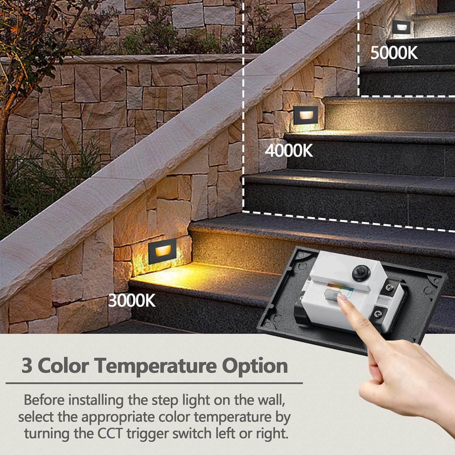 LED Step Lights 3CCT Horizontal (Switch by Toggle)