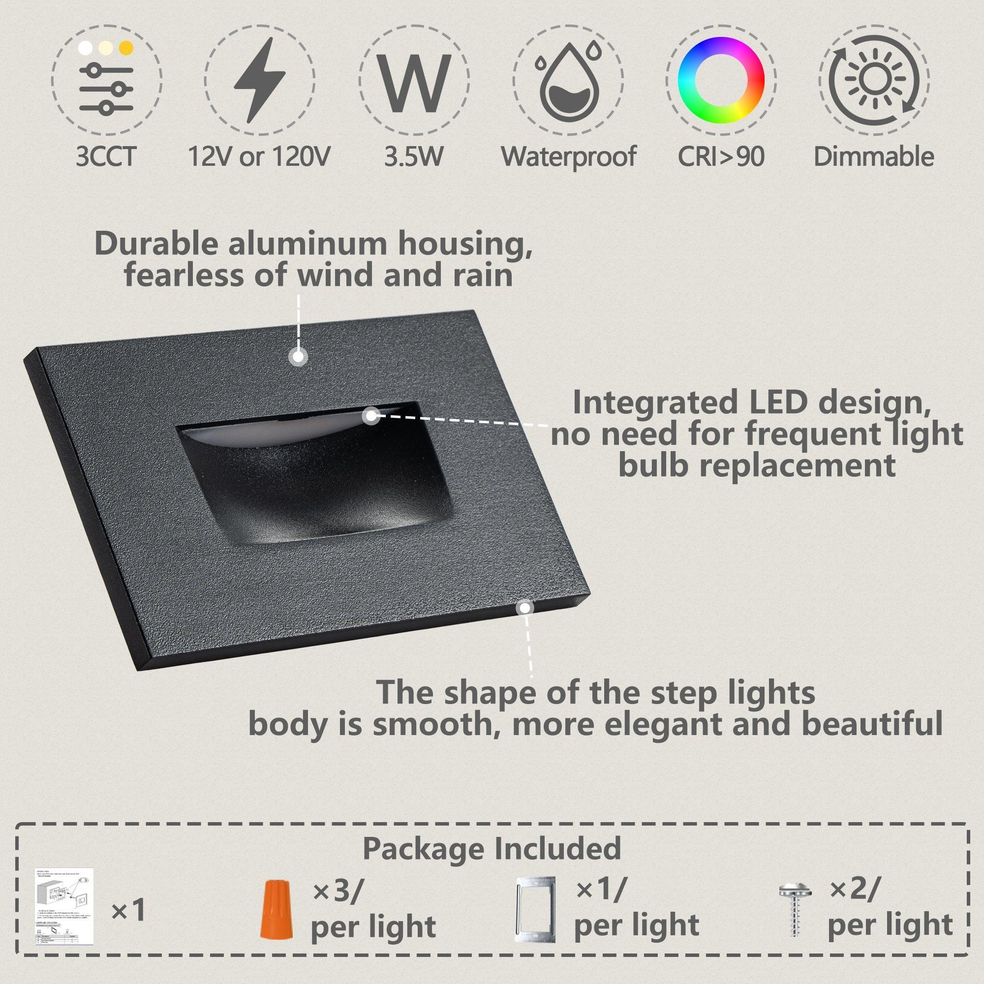 LED Step Lights 3CCT Horizontal (Switch by Toggle)