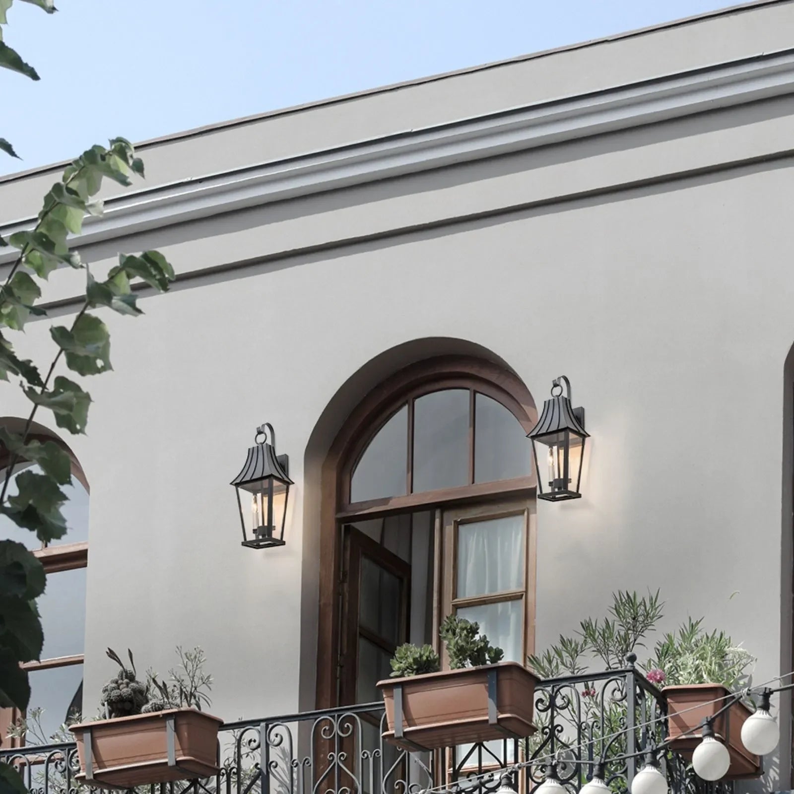 21.25" Large Outdoor Wall Lights with White Candelabra