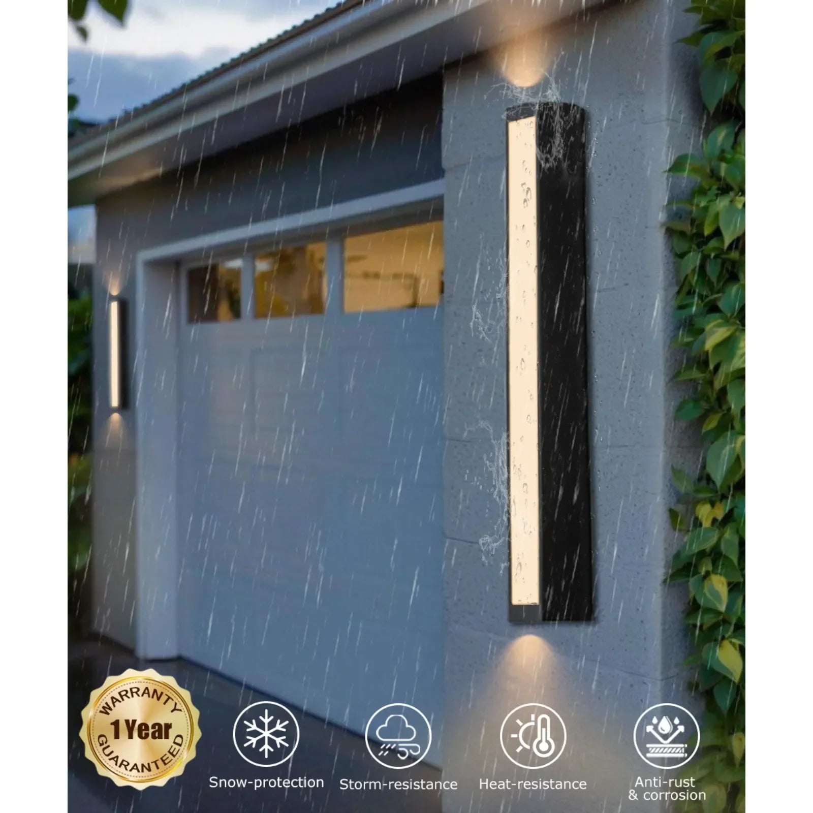 23.6” Modern Dimmable Outdoor LED Wall Sconce 1 Pack