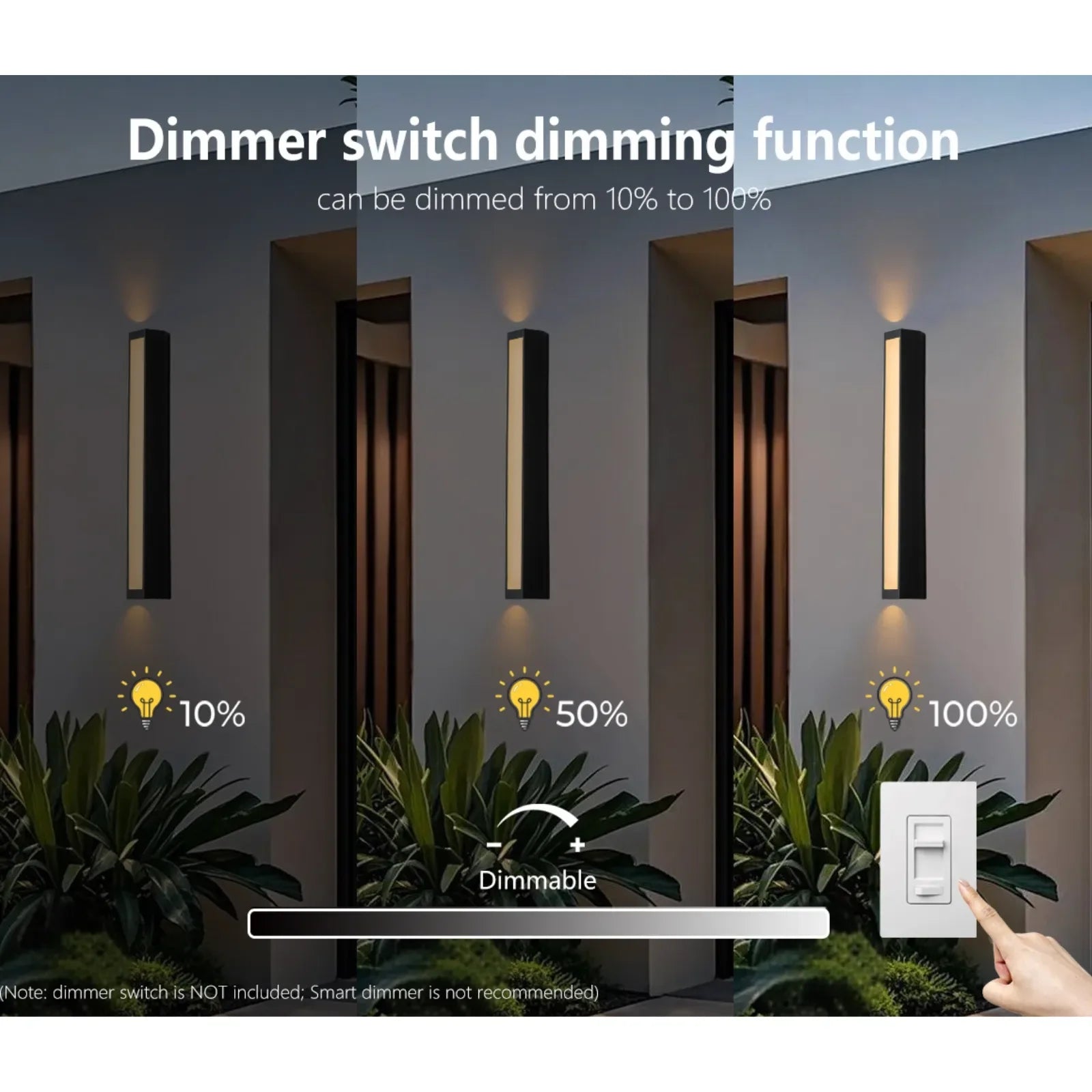 23.6” Modern Dimmable Outdoor LED Wall Sconce 1 Pack