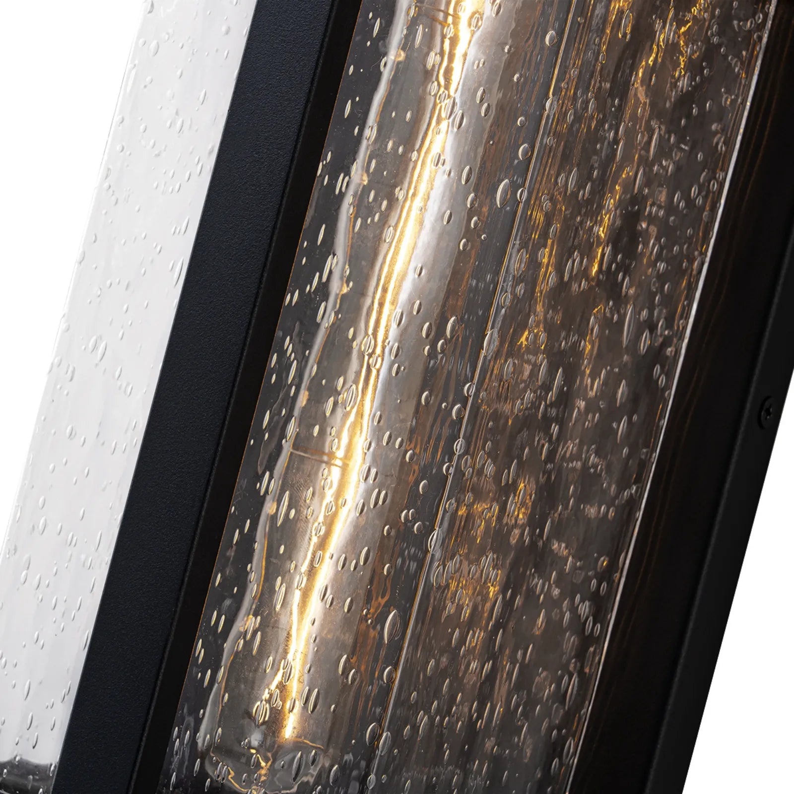 14.9" Black Outdoor Wall Sconce with Seed Glass