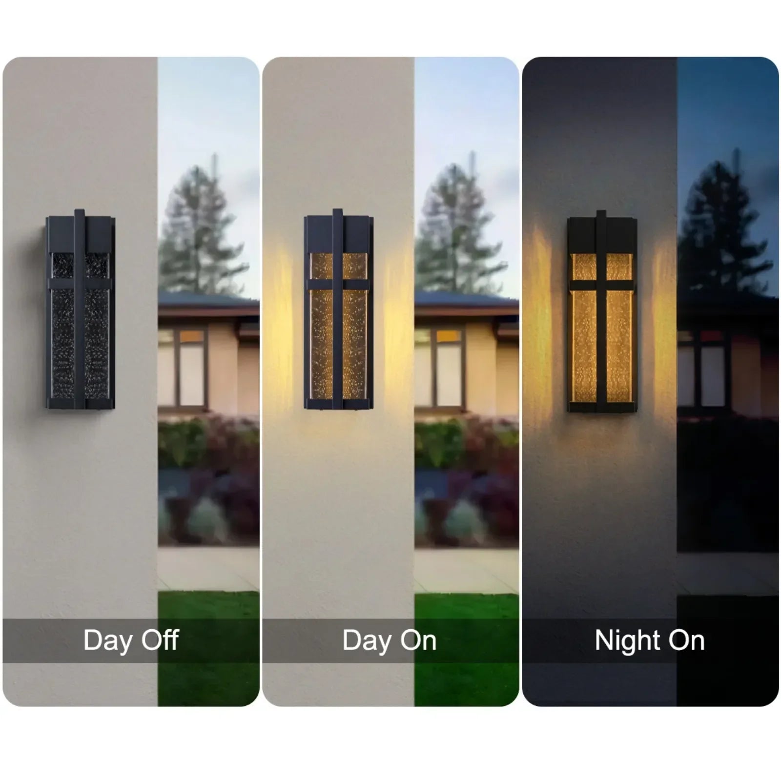 14.9" Black Outdoor Wall Sconce with Seed Glass