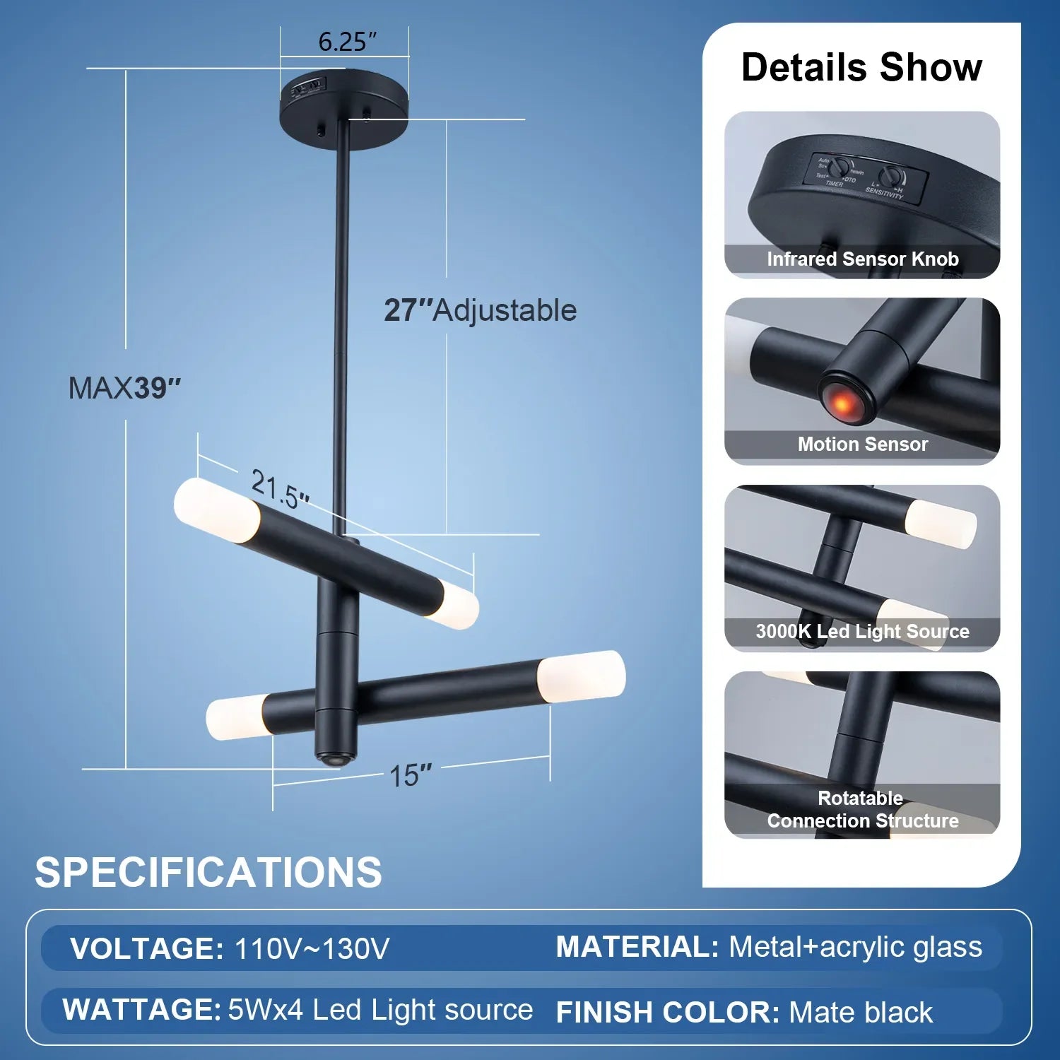 Motion Sensor Dusk to Dawn LED Outdoor Pendant Lights