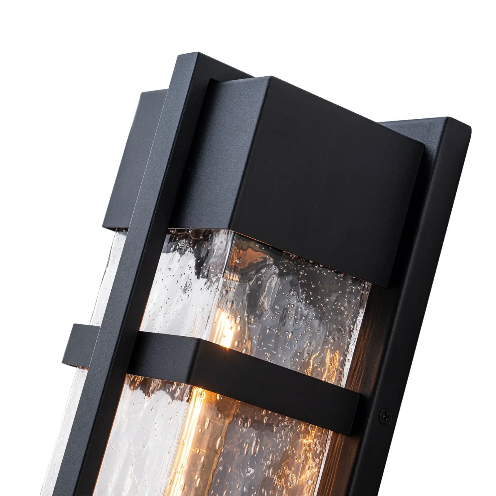 14.9" Black Outdoor Wall Sconce with Seed Glass