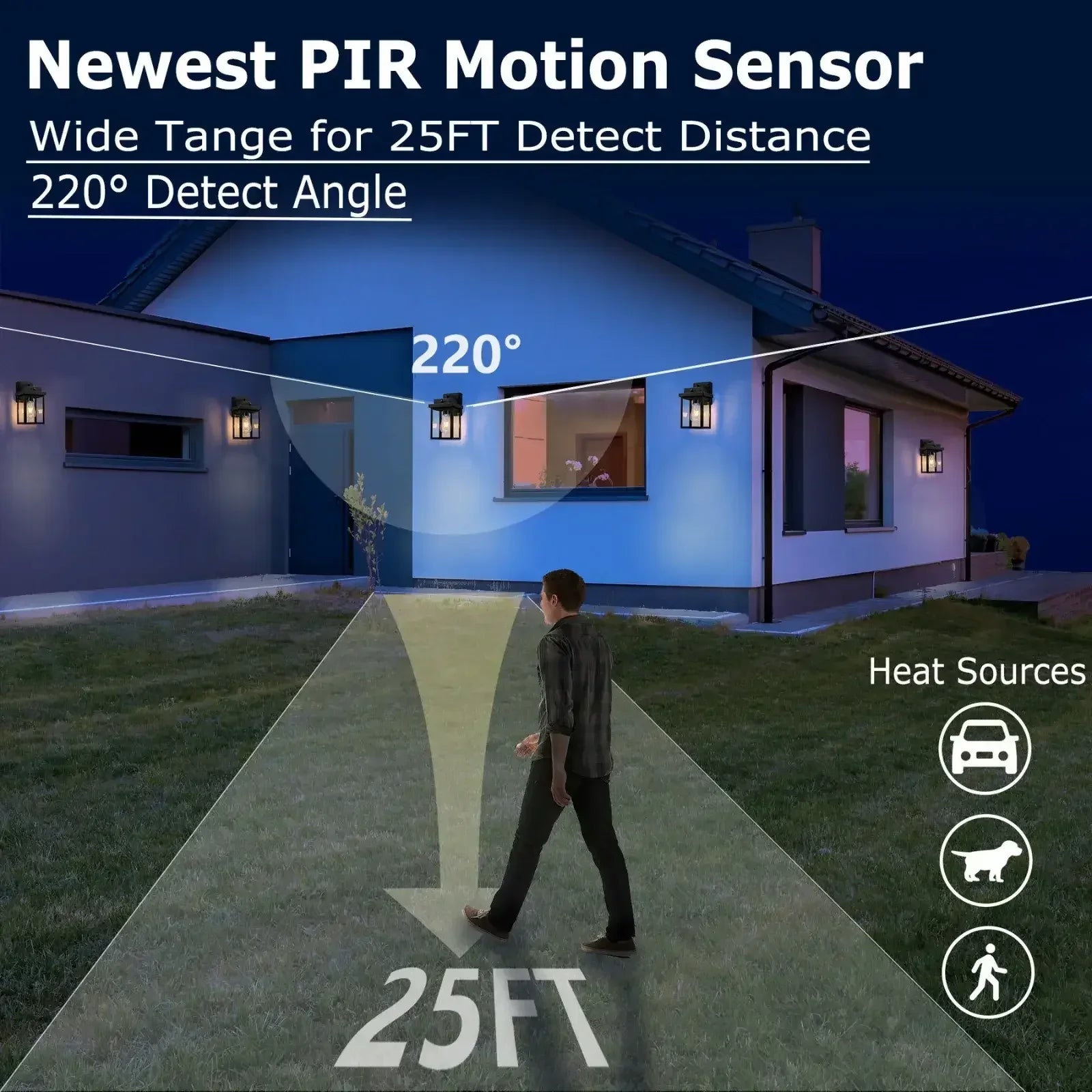 11" Motion Sensor Dusk to Dawn Outdoor Porch Wall Lights