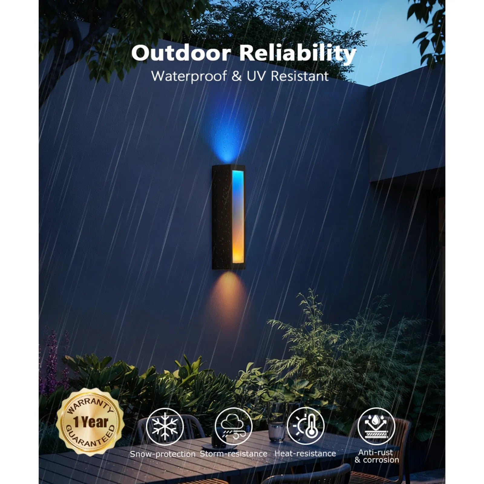 11.8” Modern RGB Outdoor Wall Lights Set of 2