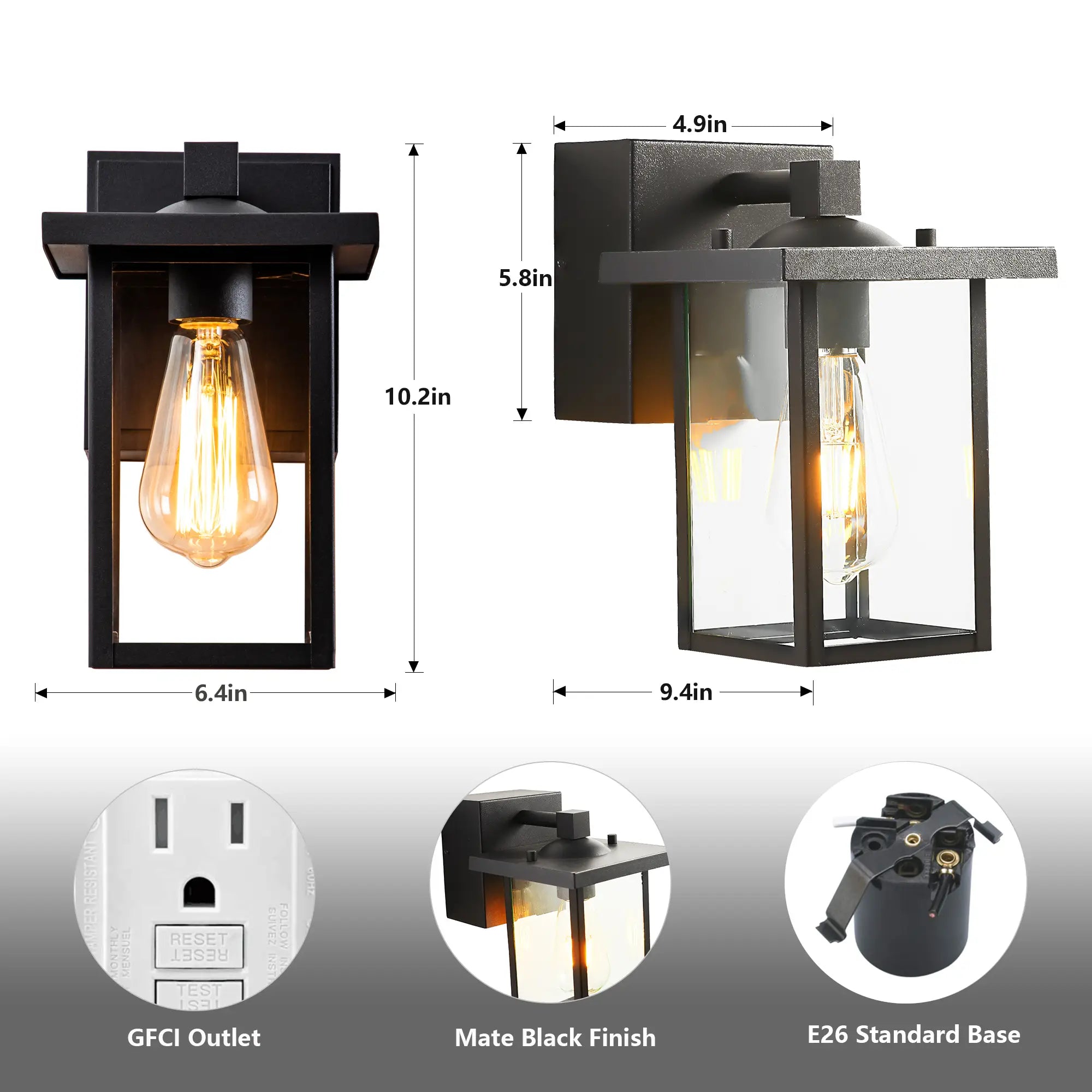 Outdoor Wall Lights with GFCI Outlet