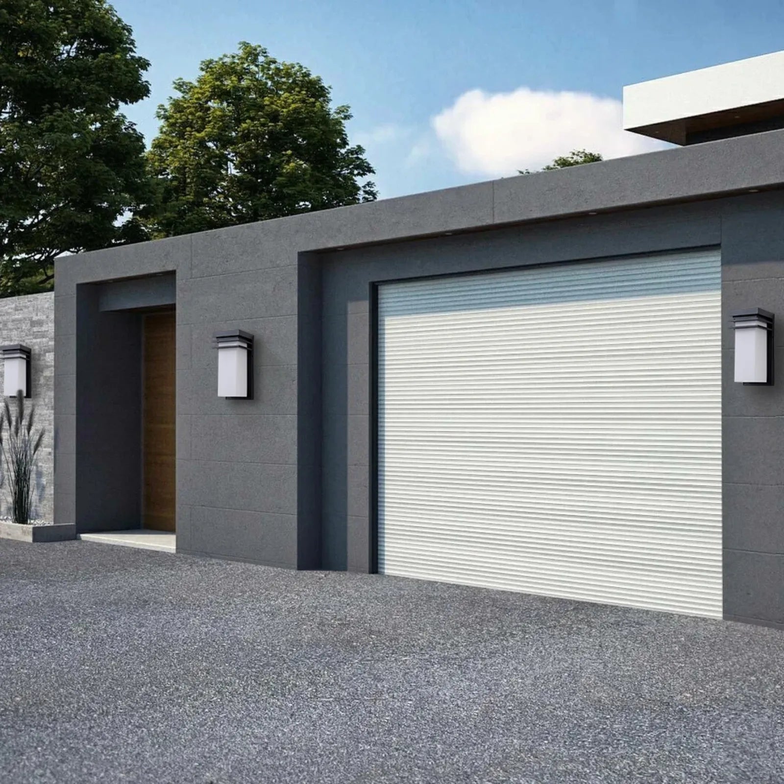 12" Mate Black Outdoor Porch Lights with White Frosted Glass