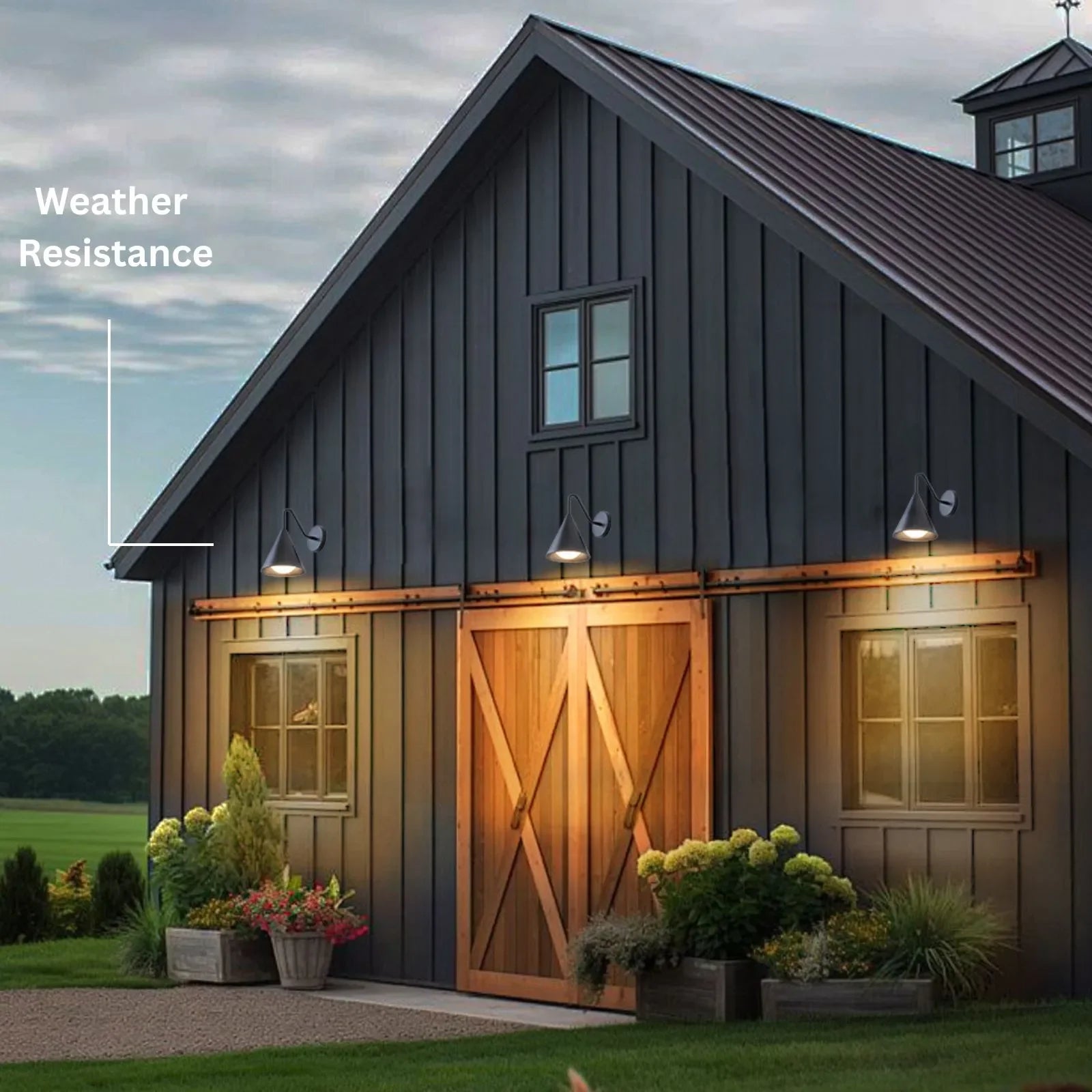 10.6" Outdoor Wall Lights 3000K LED Porch Wall Sconce Set of 2