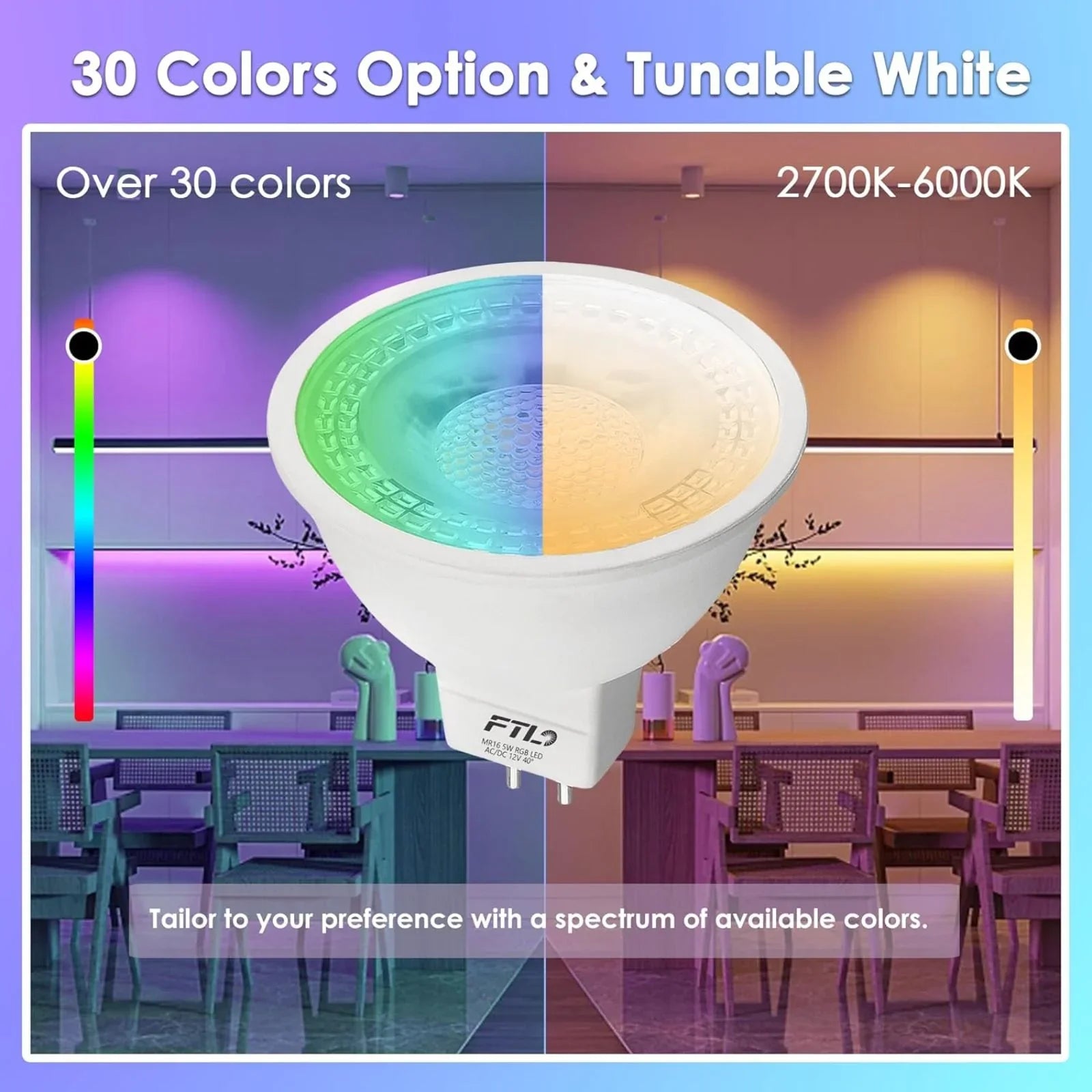 RGB Color Changing MR16 LED Bulbs with Remote