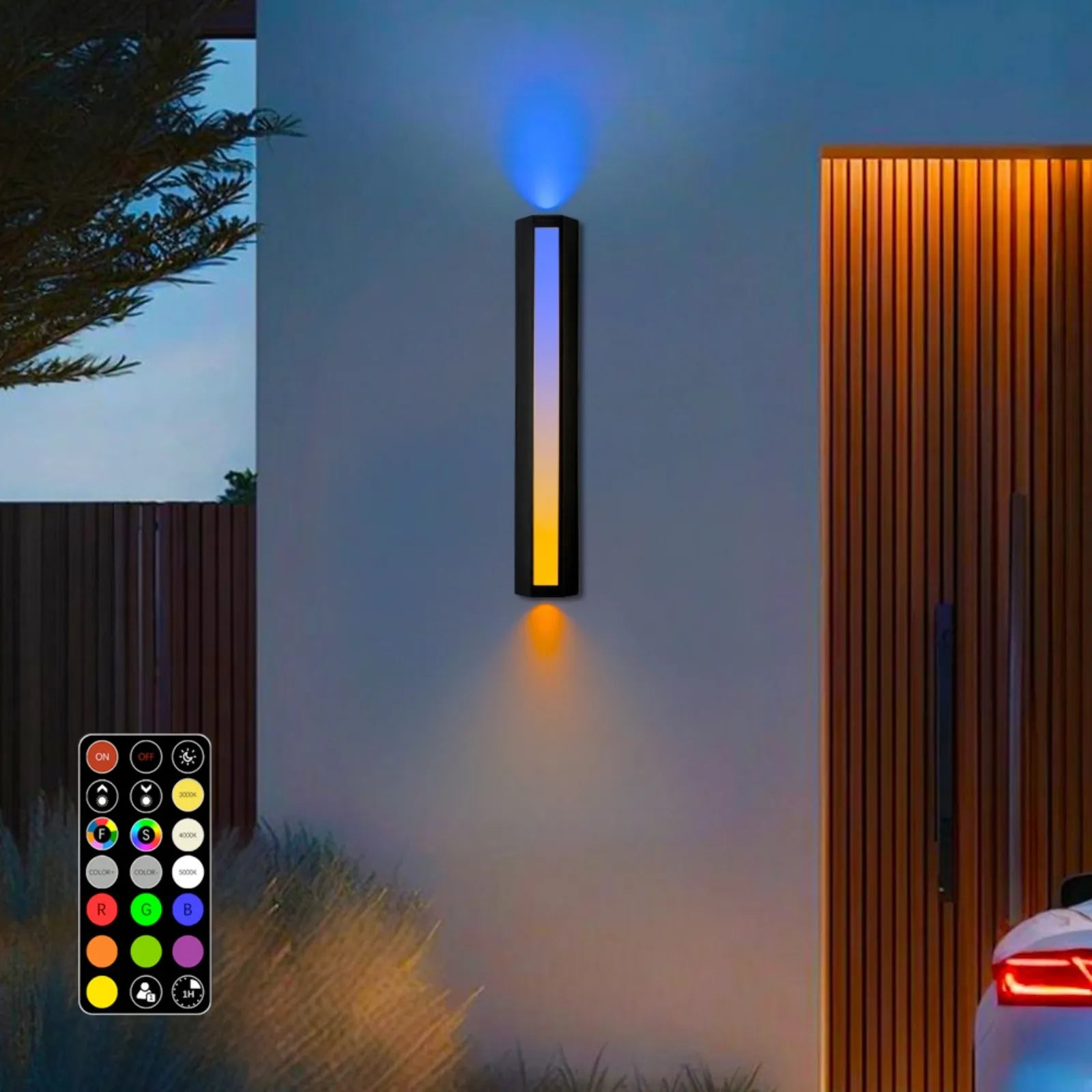 23.6” Modern RGB Outdoor Wall Lights with Remote Control