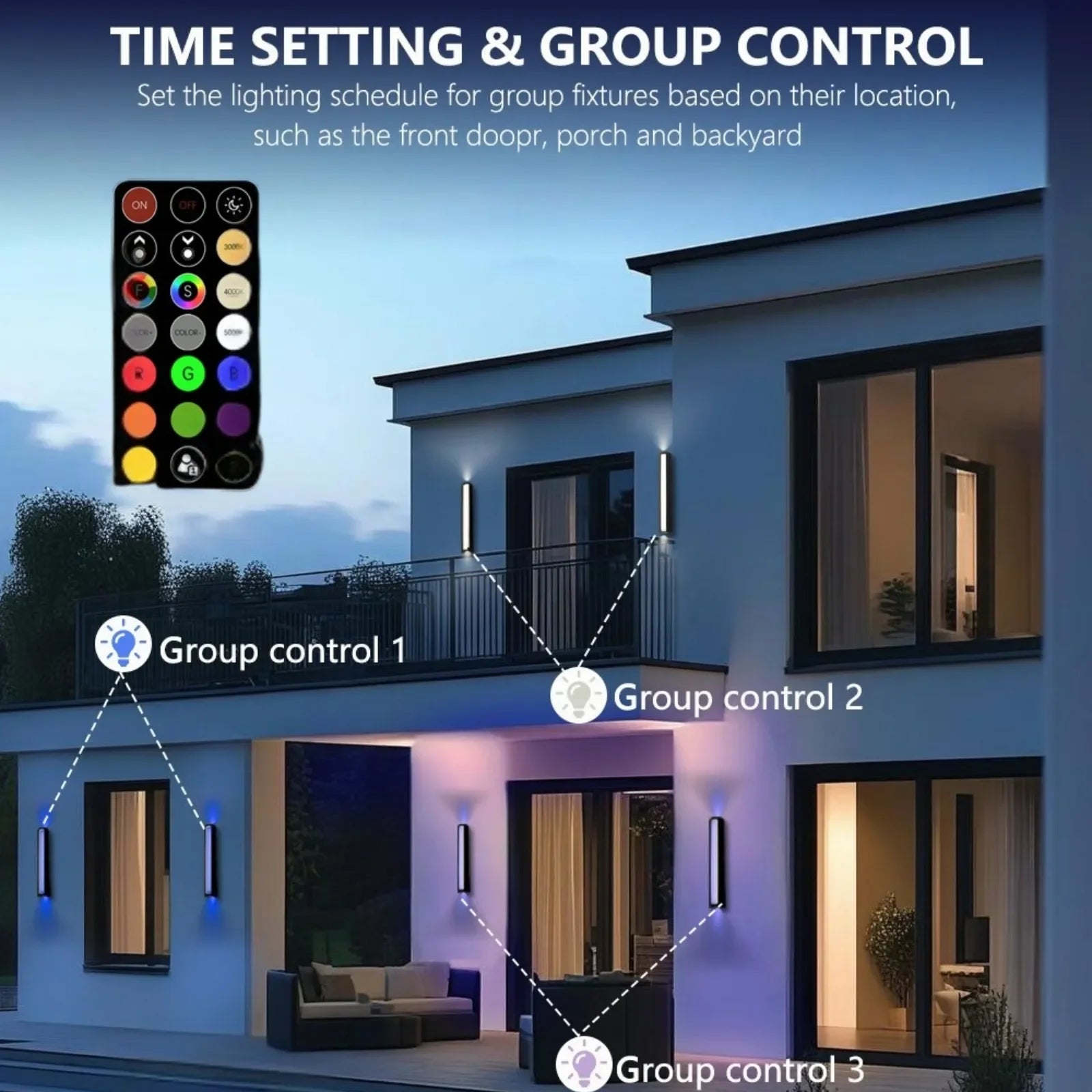 23.6” Modern RGB Outdoor Wall Lights with Remote Control