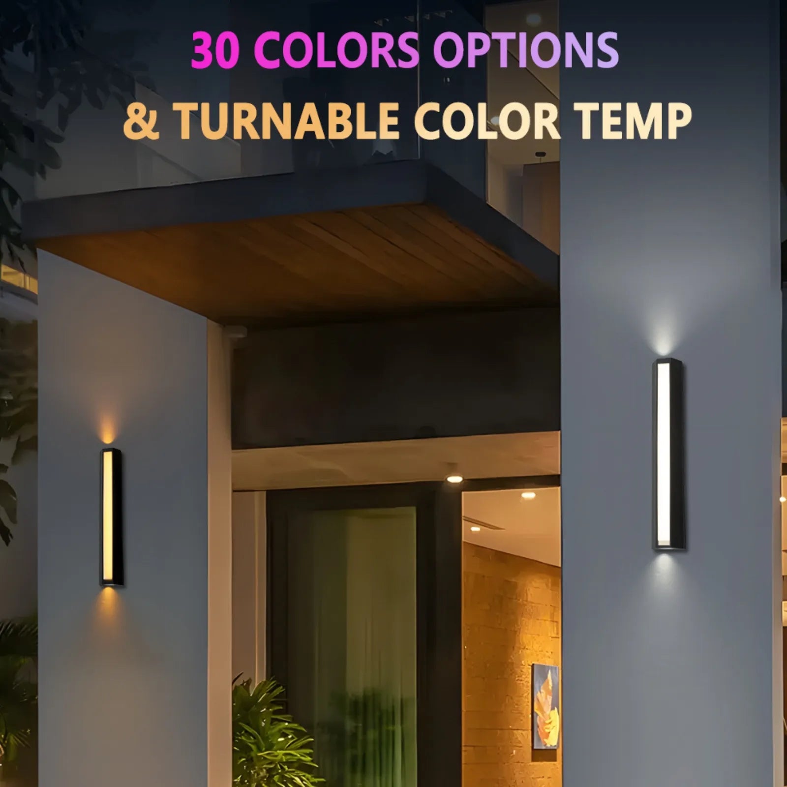 23.6” Modern RGB Outdoor Wall Lights with Remote Control