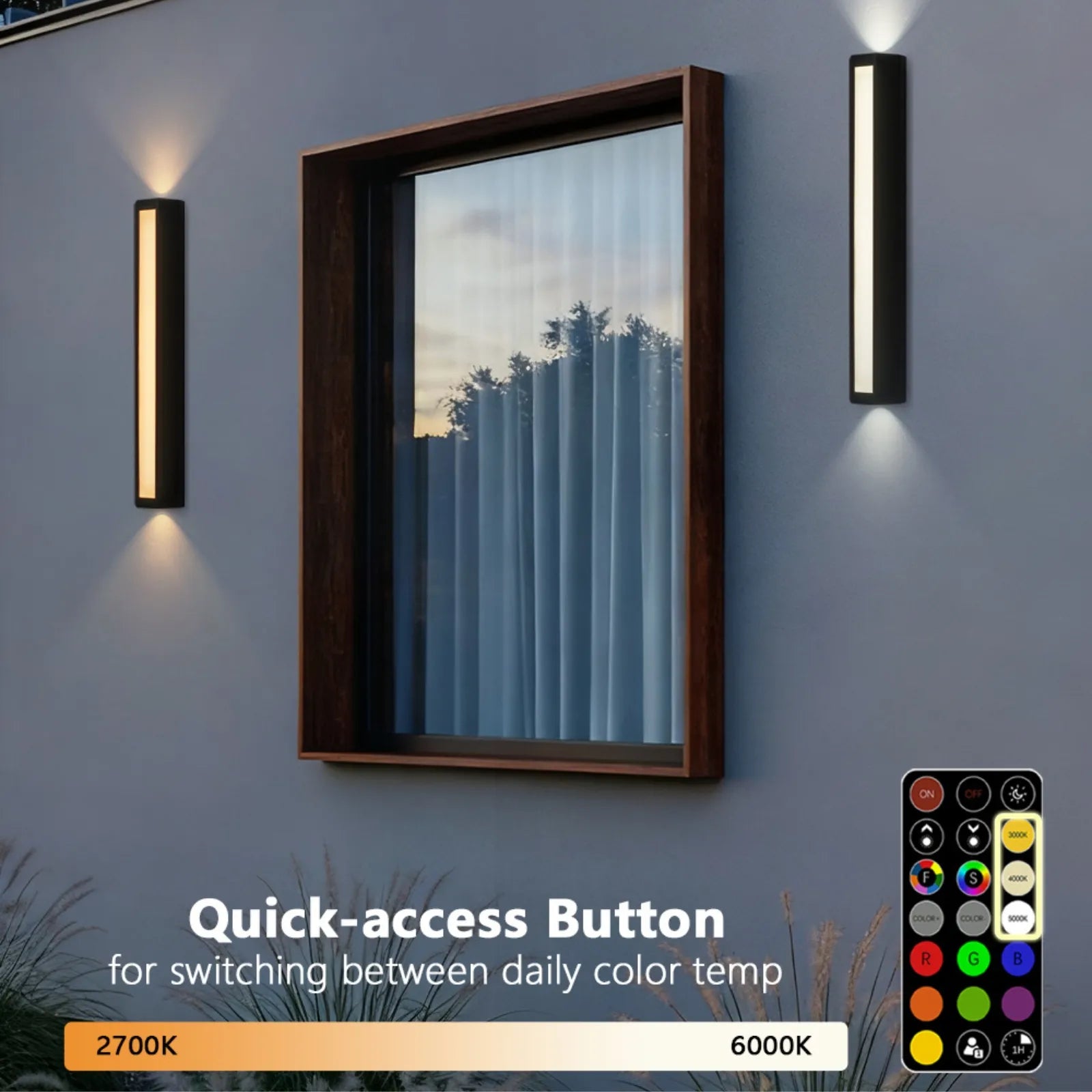 23.6” Modern RGB Outdoor Wall Lights with Remote Control