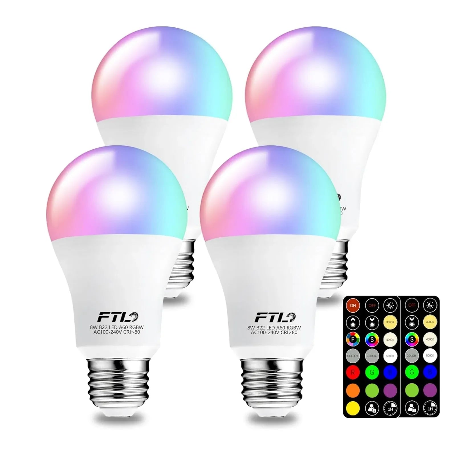 RGB Color Changing A19 8W LED Bulbs with Remote
