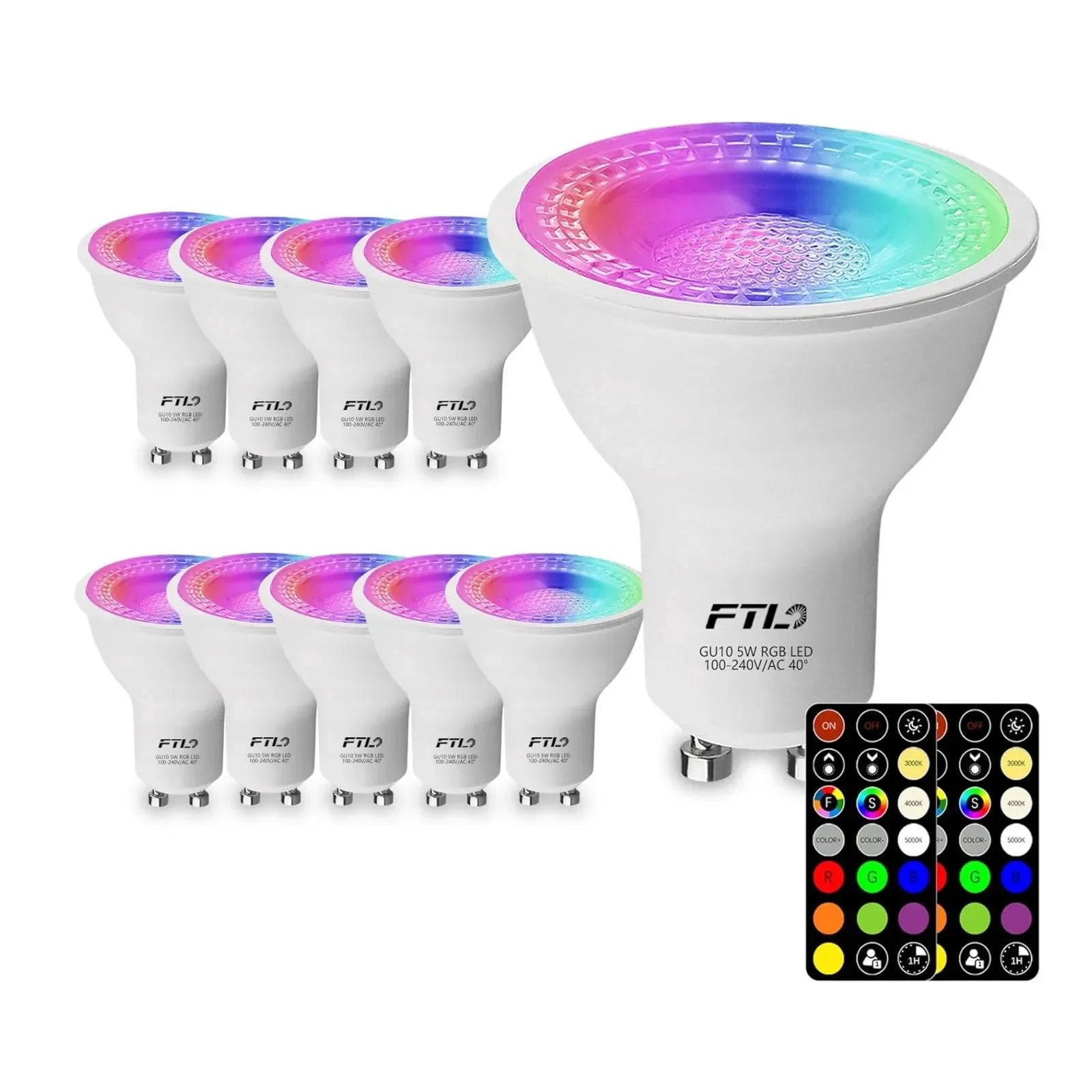 RGB Color Changing GU10 LED Bulbs with Remote 6-Pack