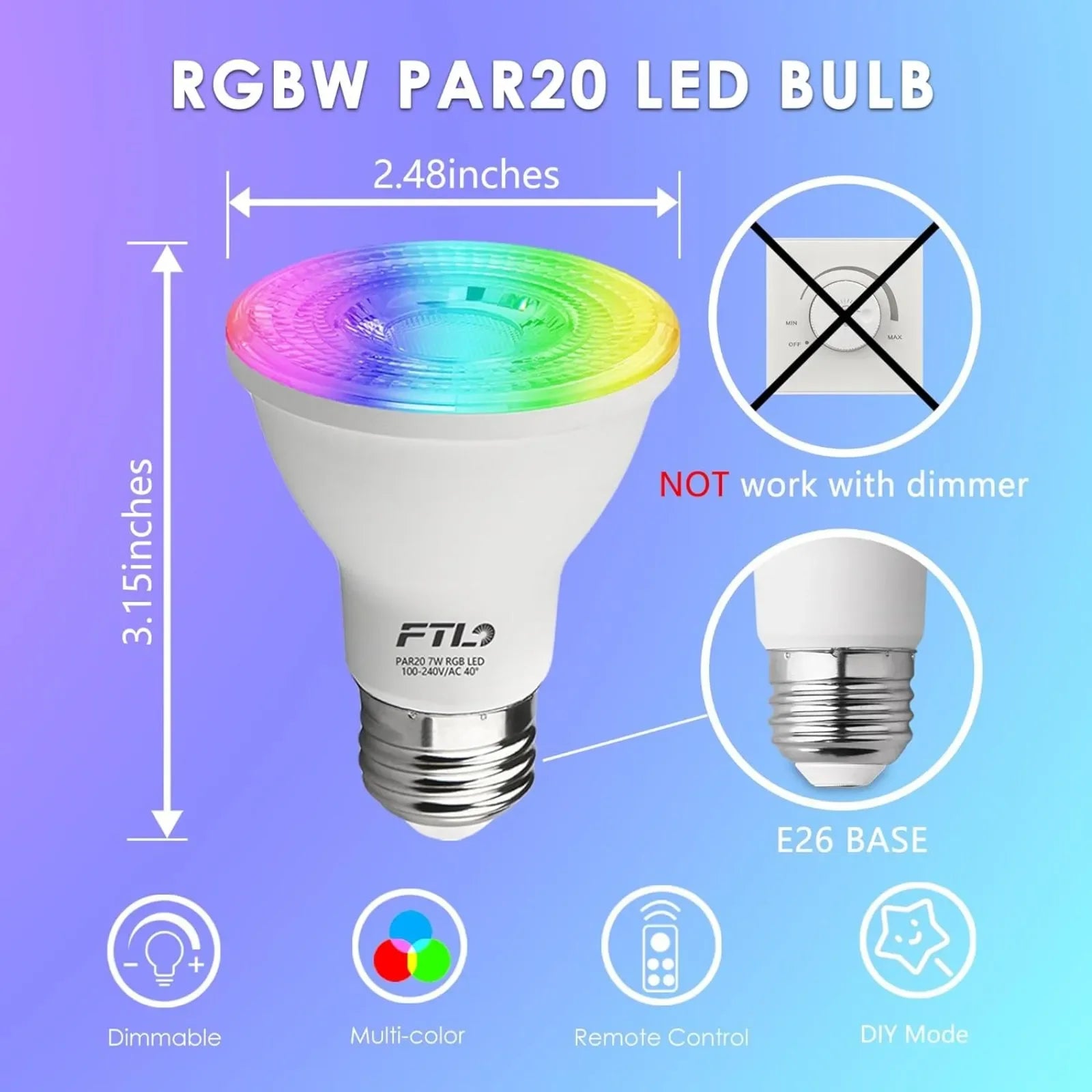 RGB Color Changing PAR20 LED Bulbs with Remote