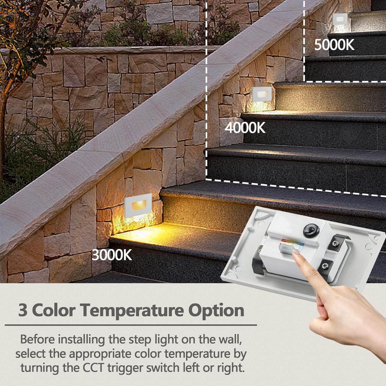 LED Step Lights 3CCT Horizontal (Switch by Toggle)