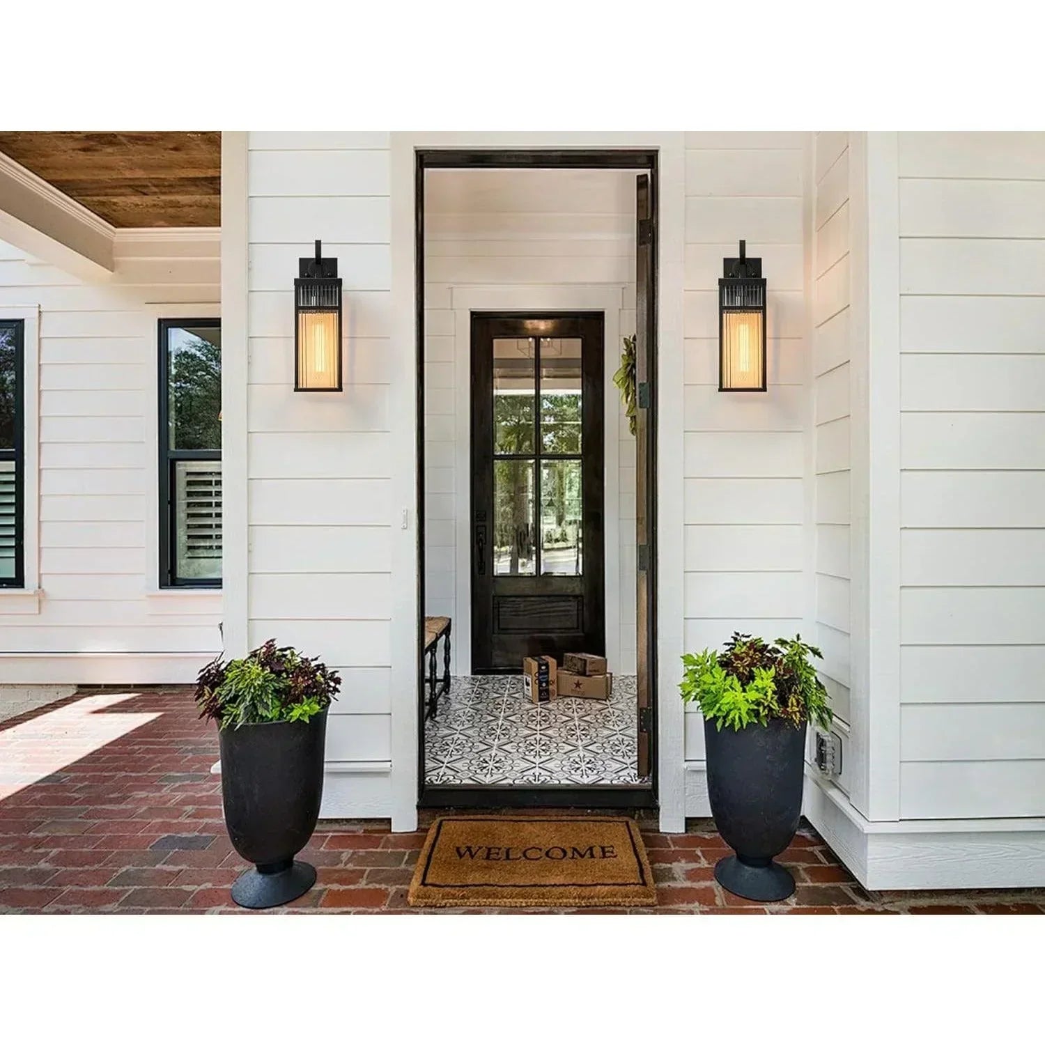 Outdoor Wall Lights with Striped Glass - FTL Outdoor Wall Lighting LED Light Bulbs