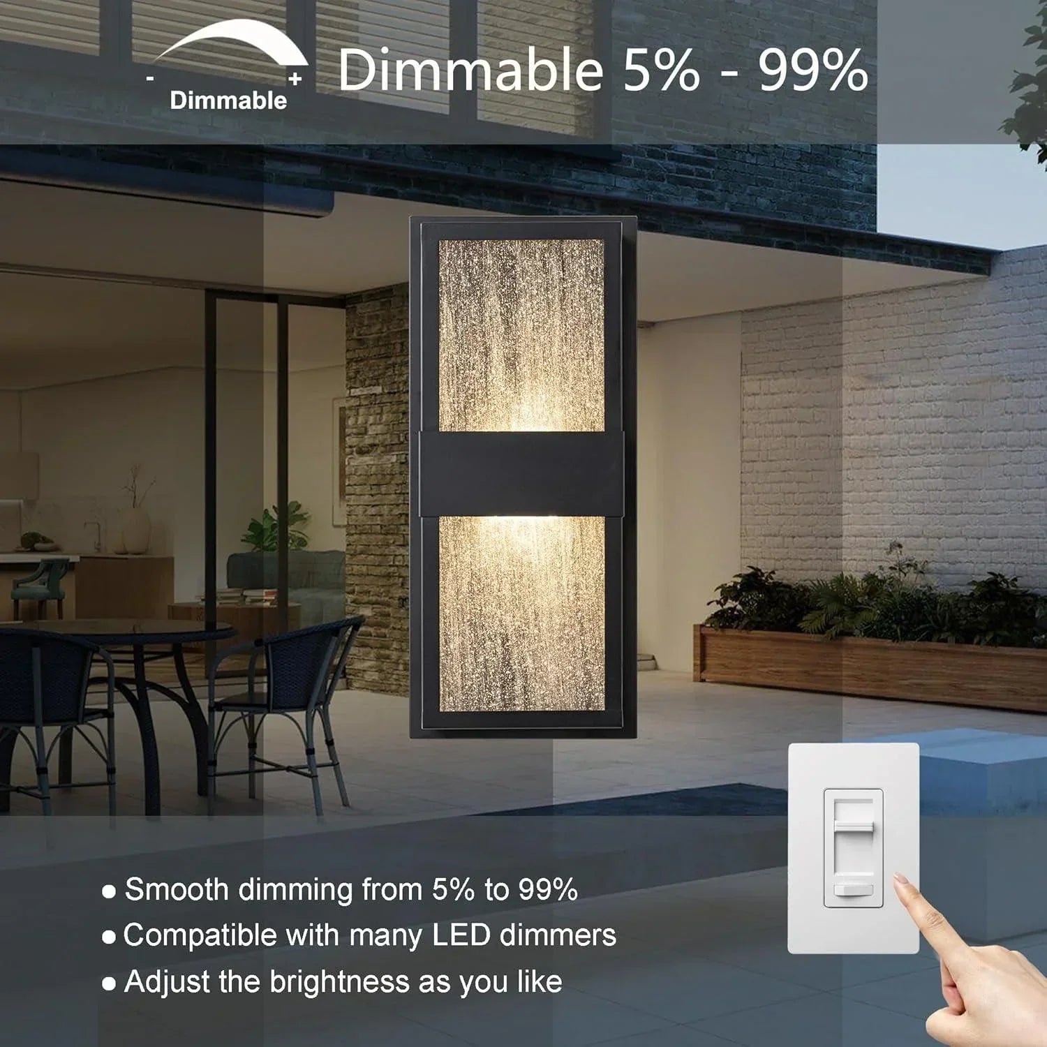 LED Black Outdoor Wall Lights with Seeded Glass - FTL Outdoor Wall Lighting LED Light Bulbs