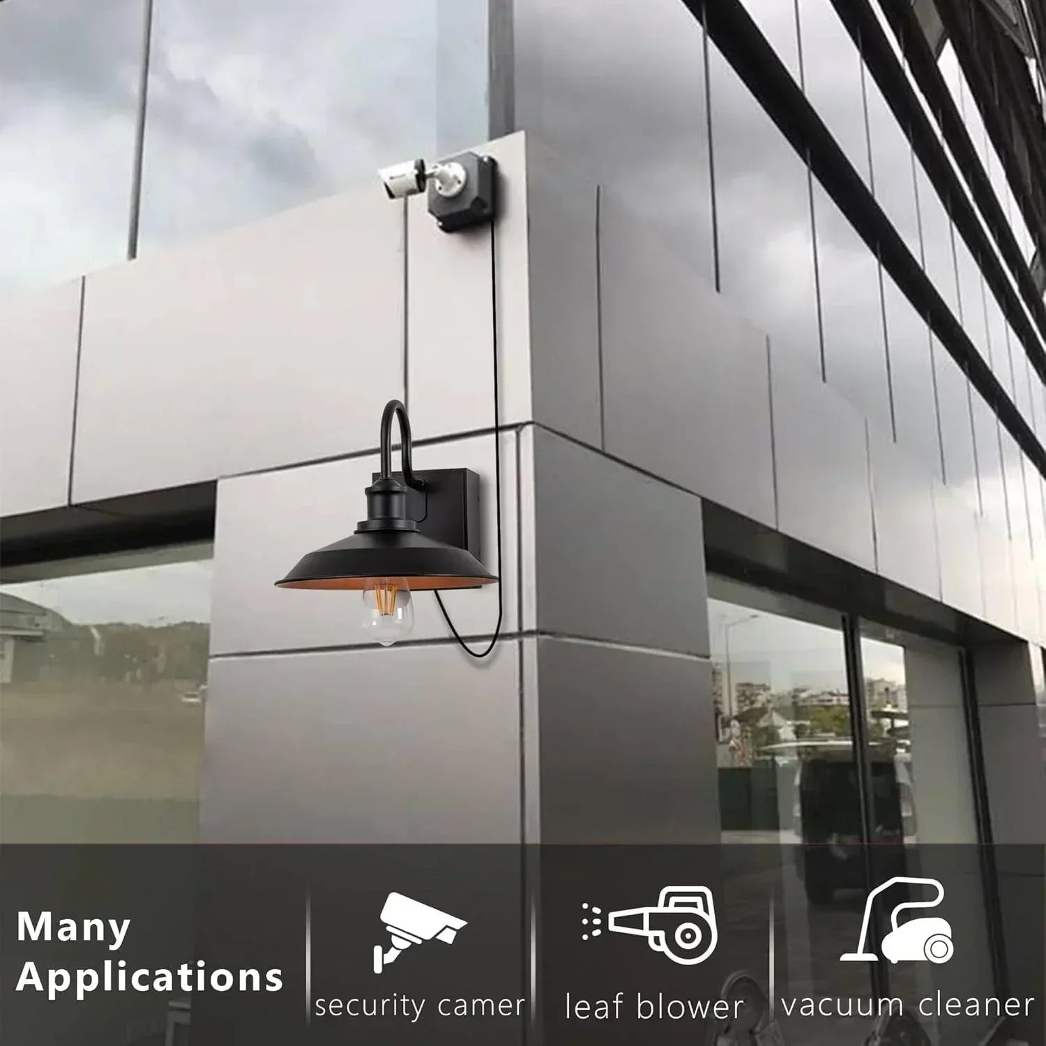 Black Outdoor Wall Lights with GFCI Outlet - FTL Outdoor Wall Lighting LED Light Bulbs